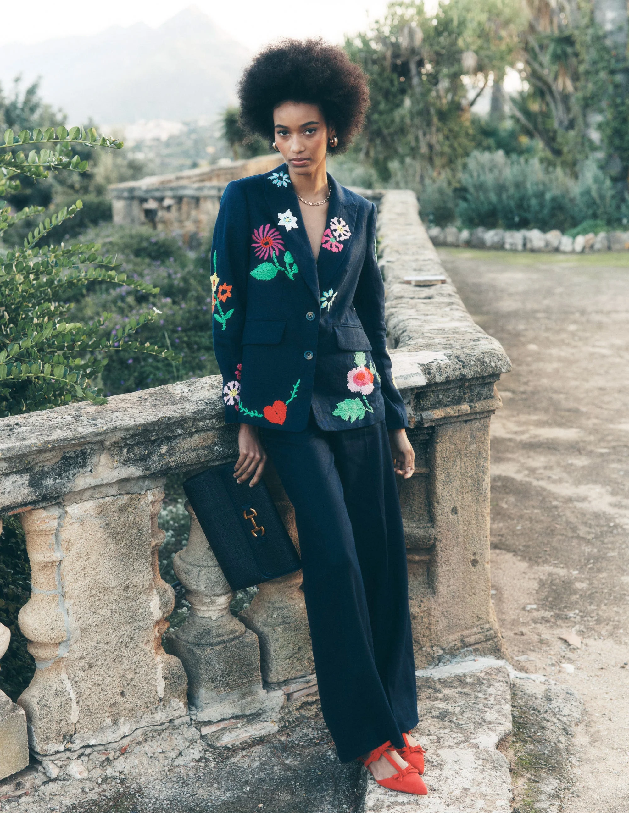 Marylebone Interest Blazer-Navy Embroidery - Image 2