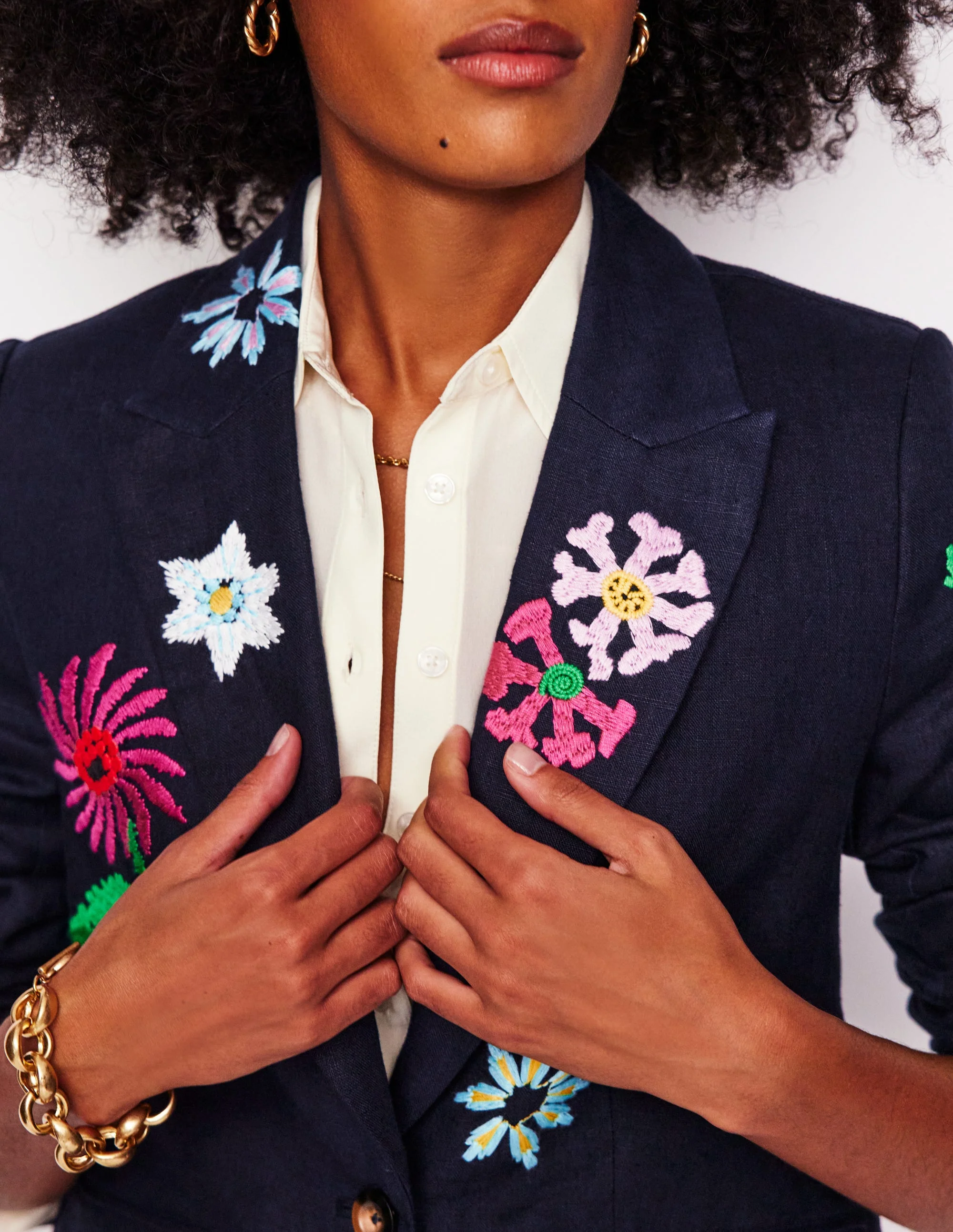 Marylebone Interest Blazer-Navy Embroidery - Image 3