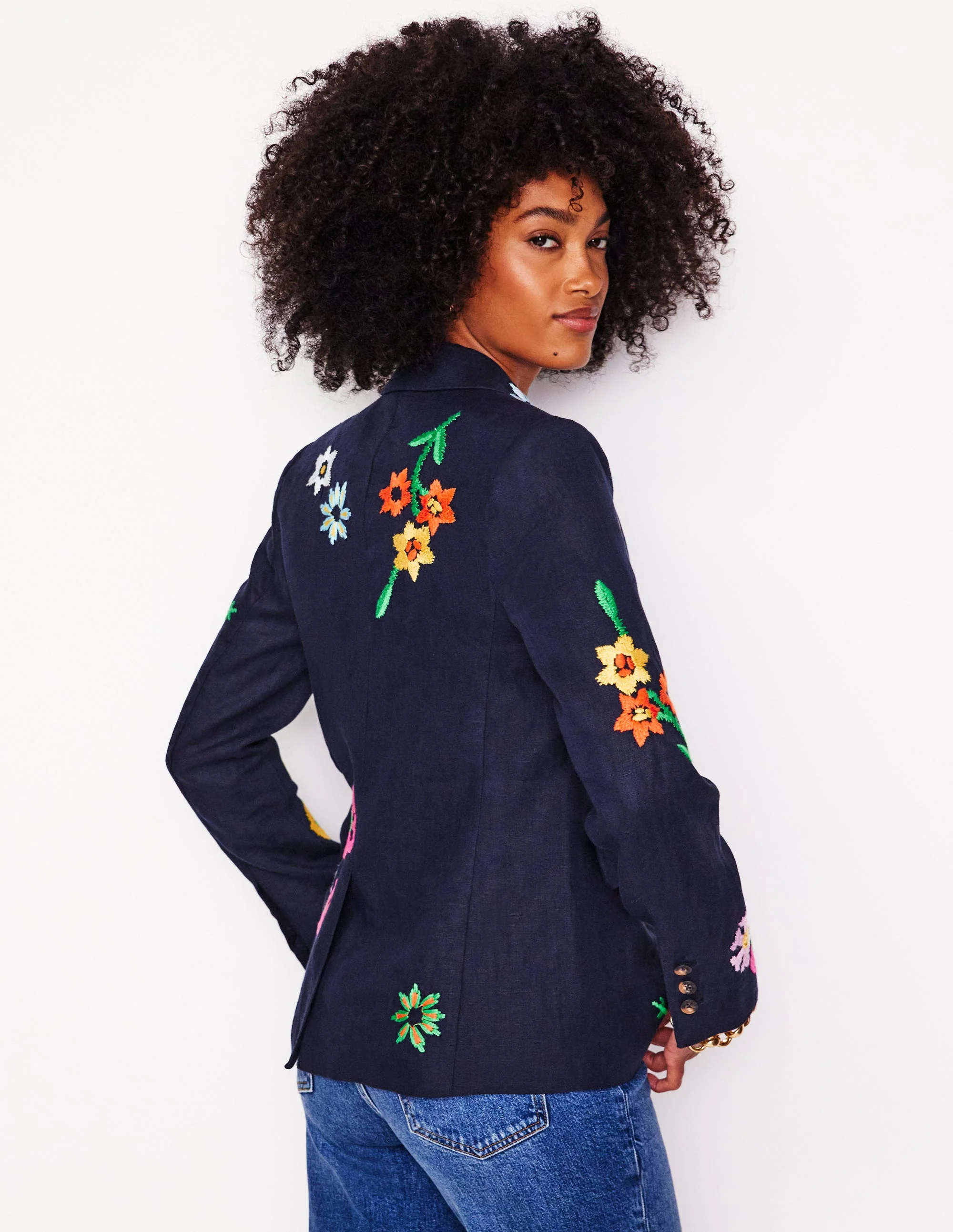 Marylebone Interest Blazer-Navy Embroidery - Image 4