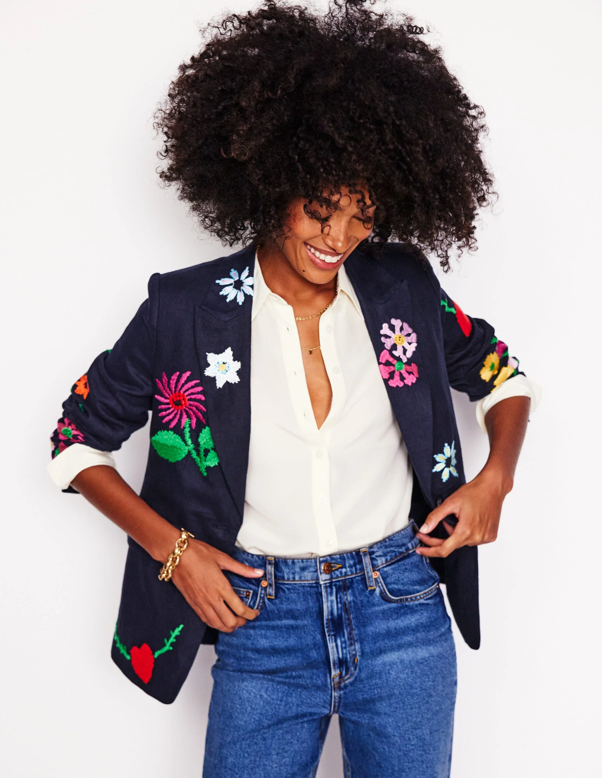 Marylebone Interest Blazer-Navy Embroidery - Image 5