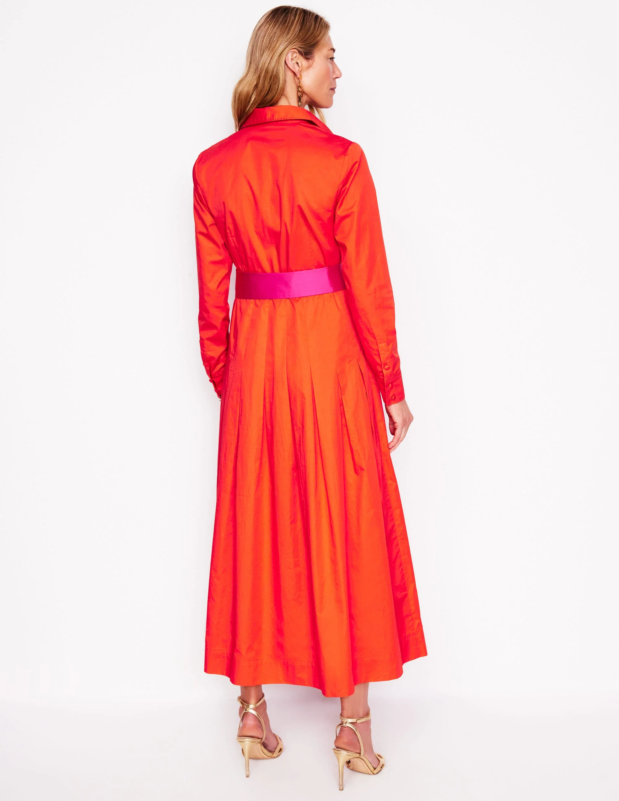 Maxi Pleated Bow Dress-Firecracker Red - Image 3