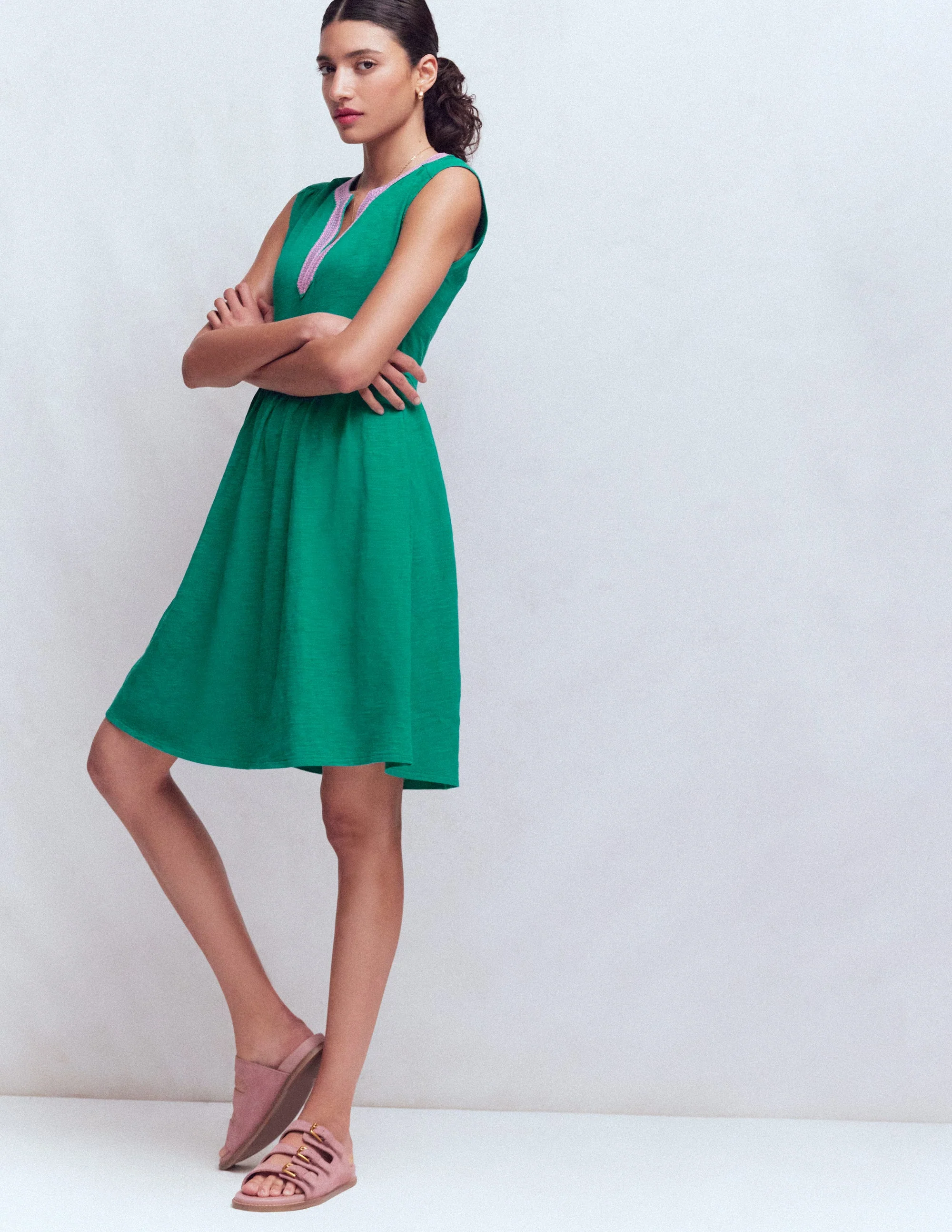 May Jersey Short Dress-Deep Teal