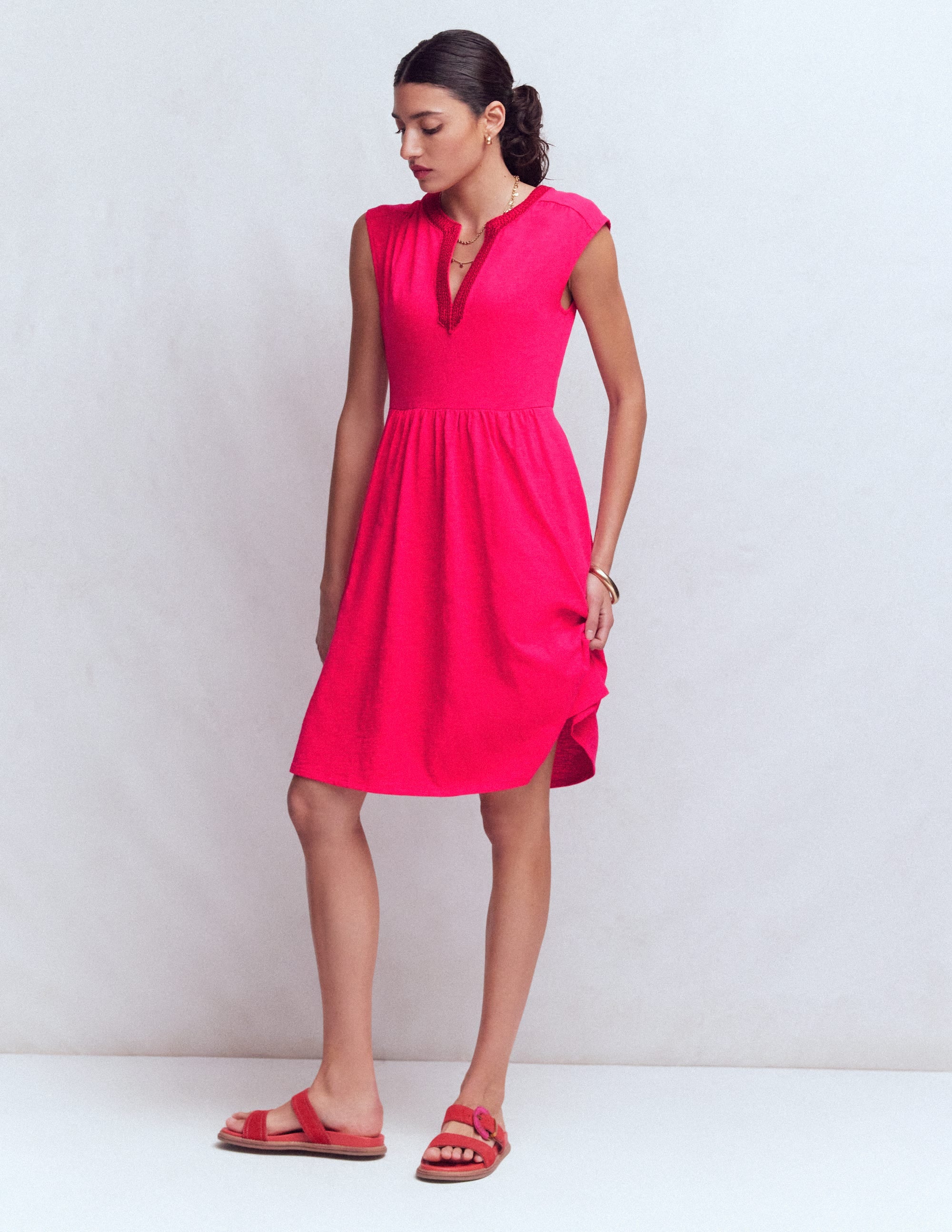 May Jersey Short Dress-Opulent Pink - Image 4