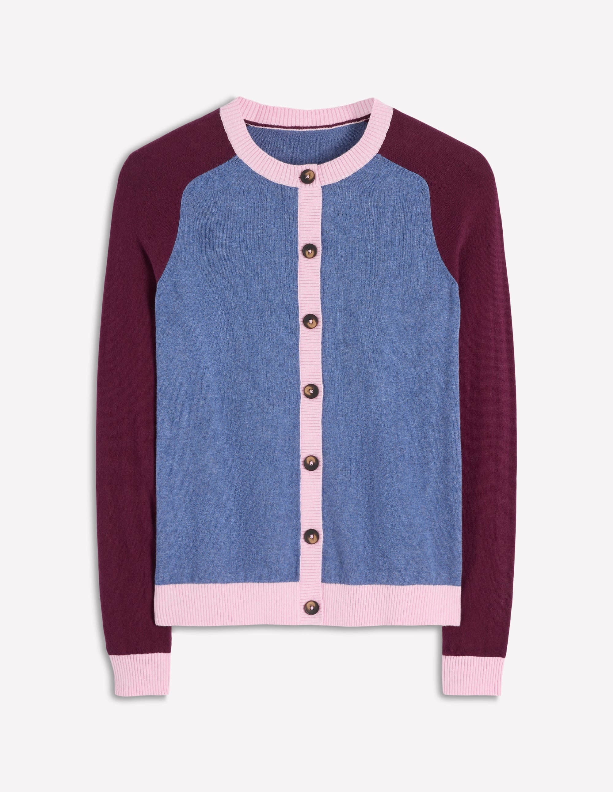 Meg Raglan Sleeve Cardigan-Harbour Blue, Colour Block - Image 5