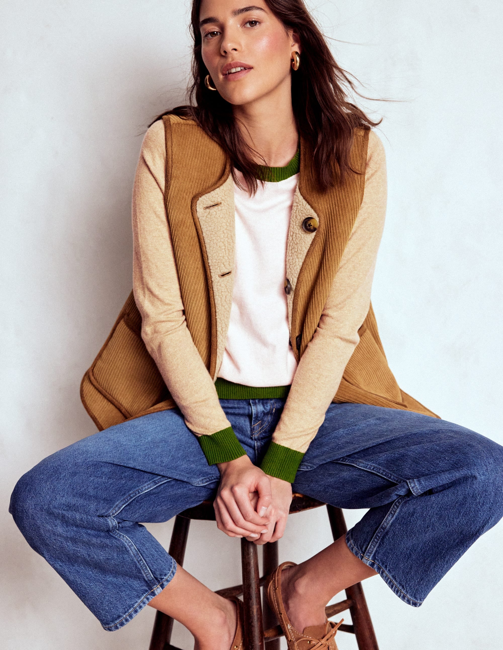 Meg Raglan Sleeve Jumper-Pink, Green Colour Block - Image 2
