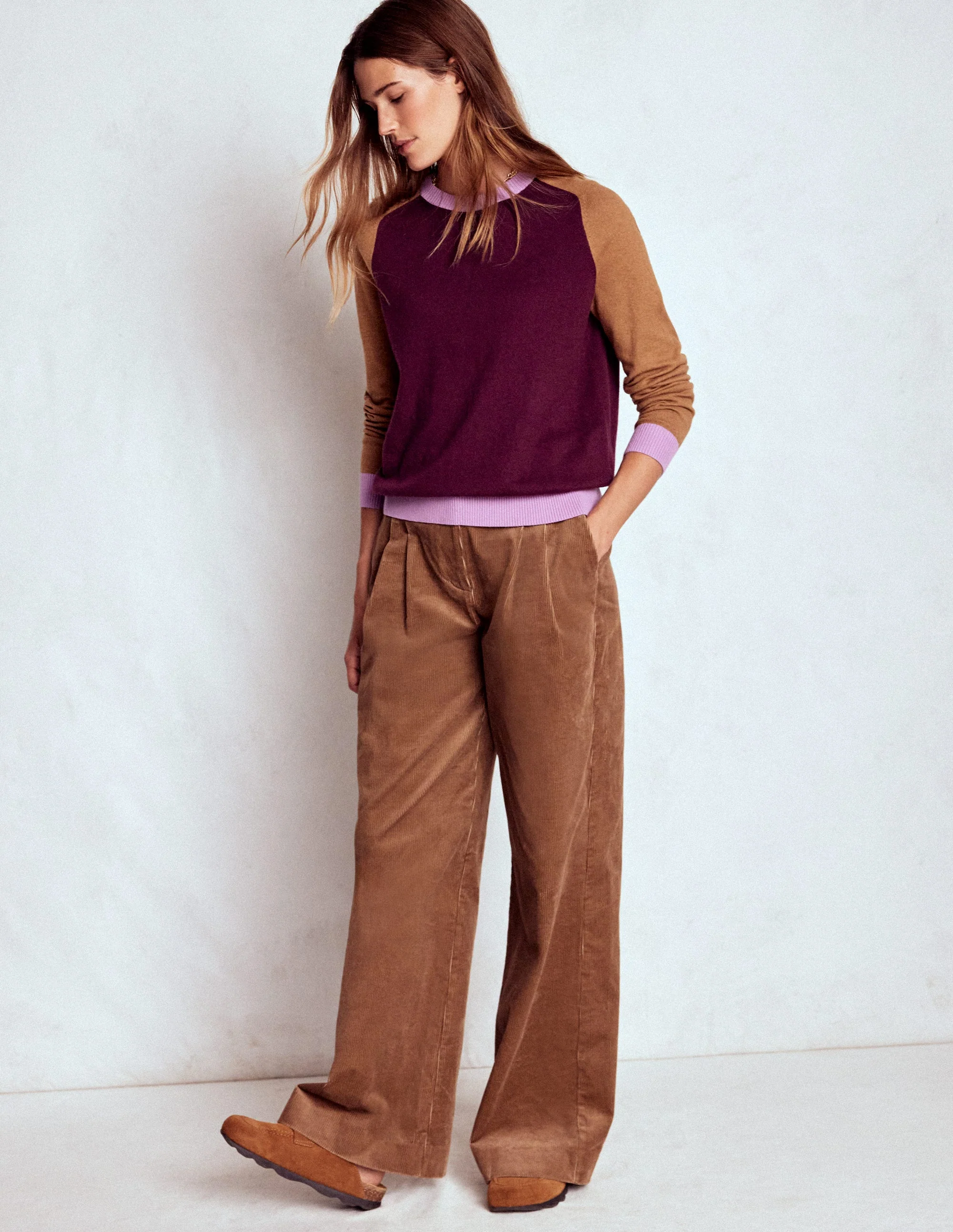 Meg Raglan Sleeve Jumper-Plum Jam, Colour Block - Image 4