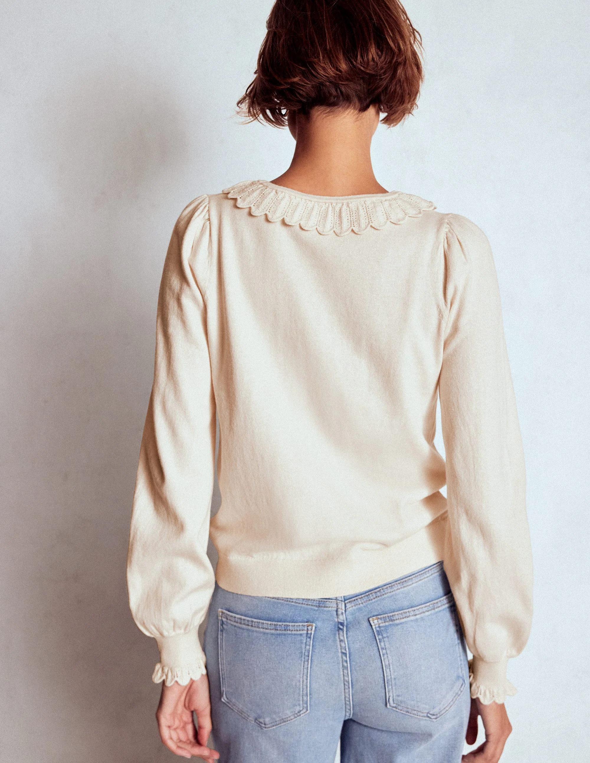 Melina Cotton Ruffle Jumper-Warm Ivory - Image 2