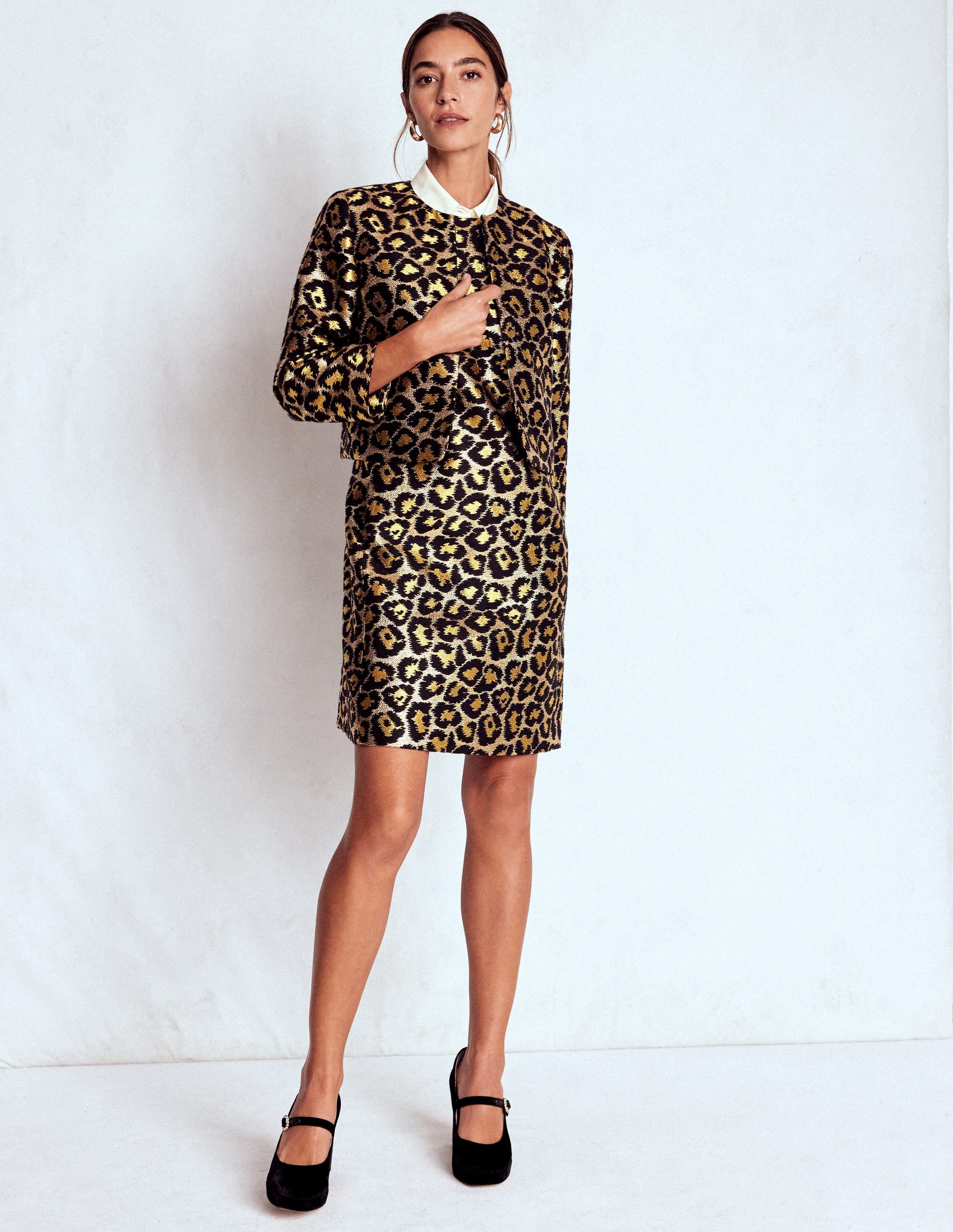 Metallic Leopard Shift Dress-Metallic Leopard - Image 3