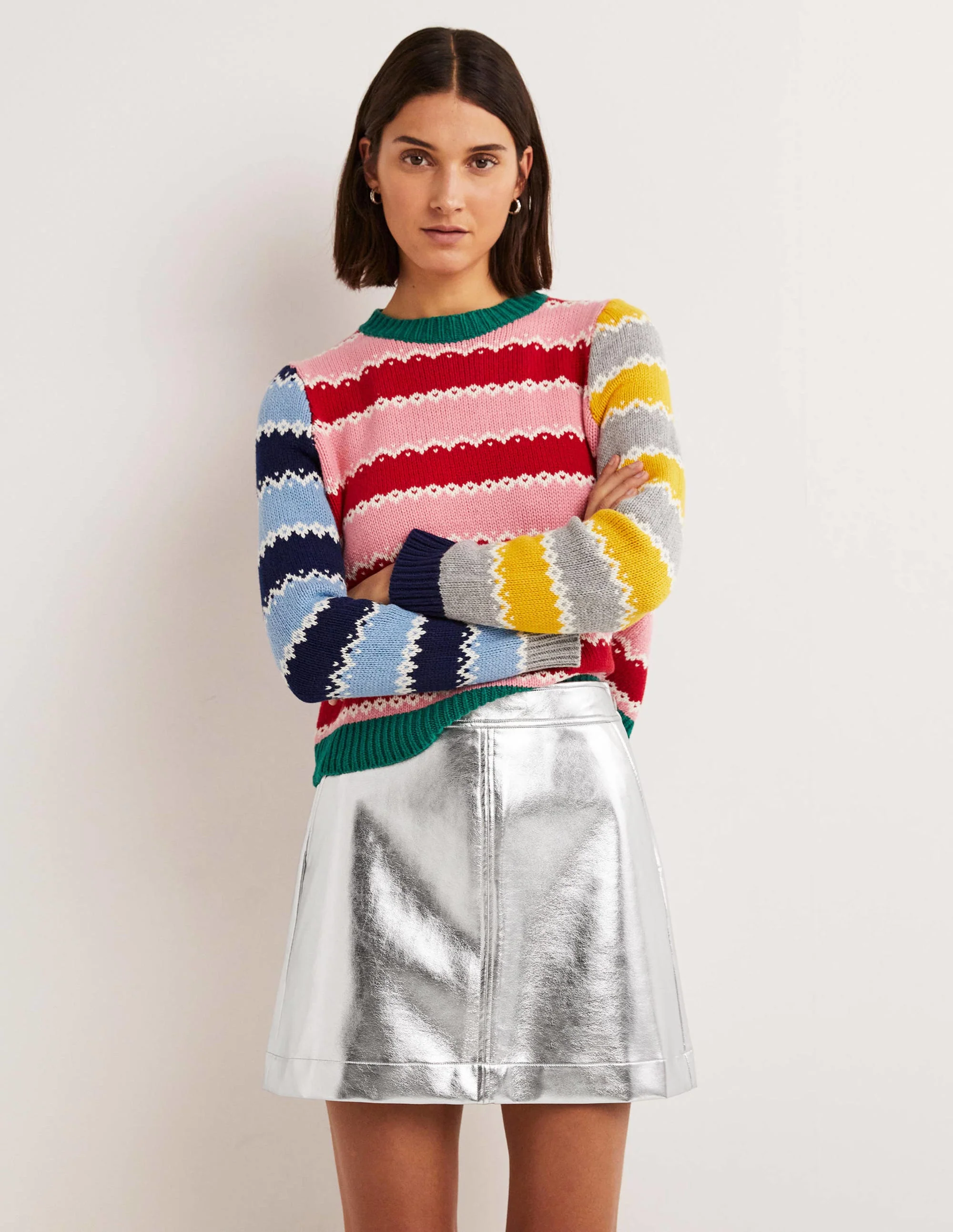 Metallic PU Skirt-Silver