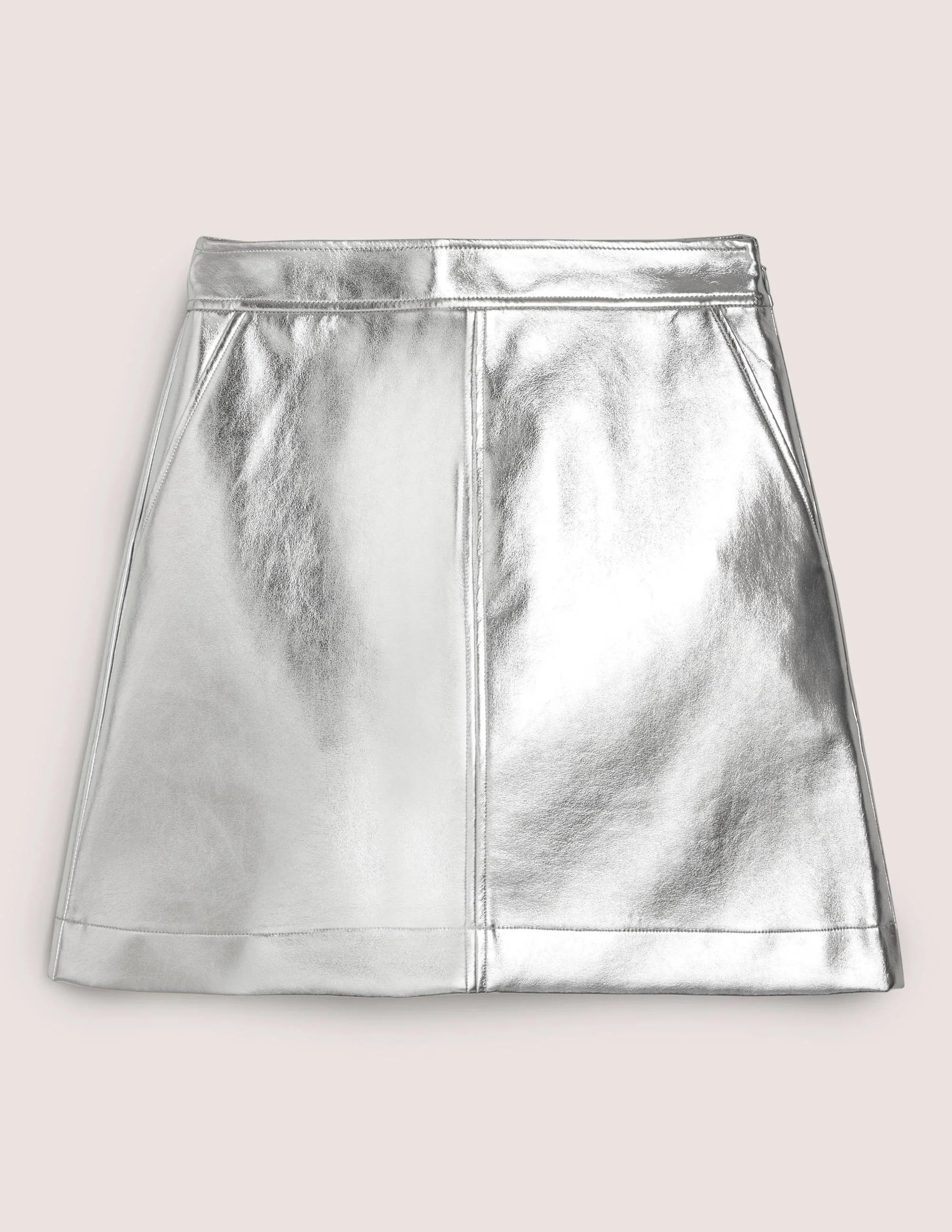 Metallic PU Skirt-Silver - Image 5