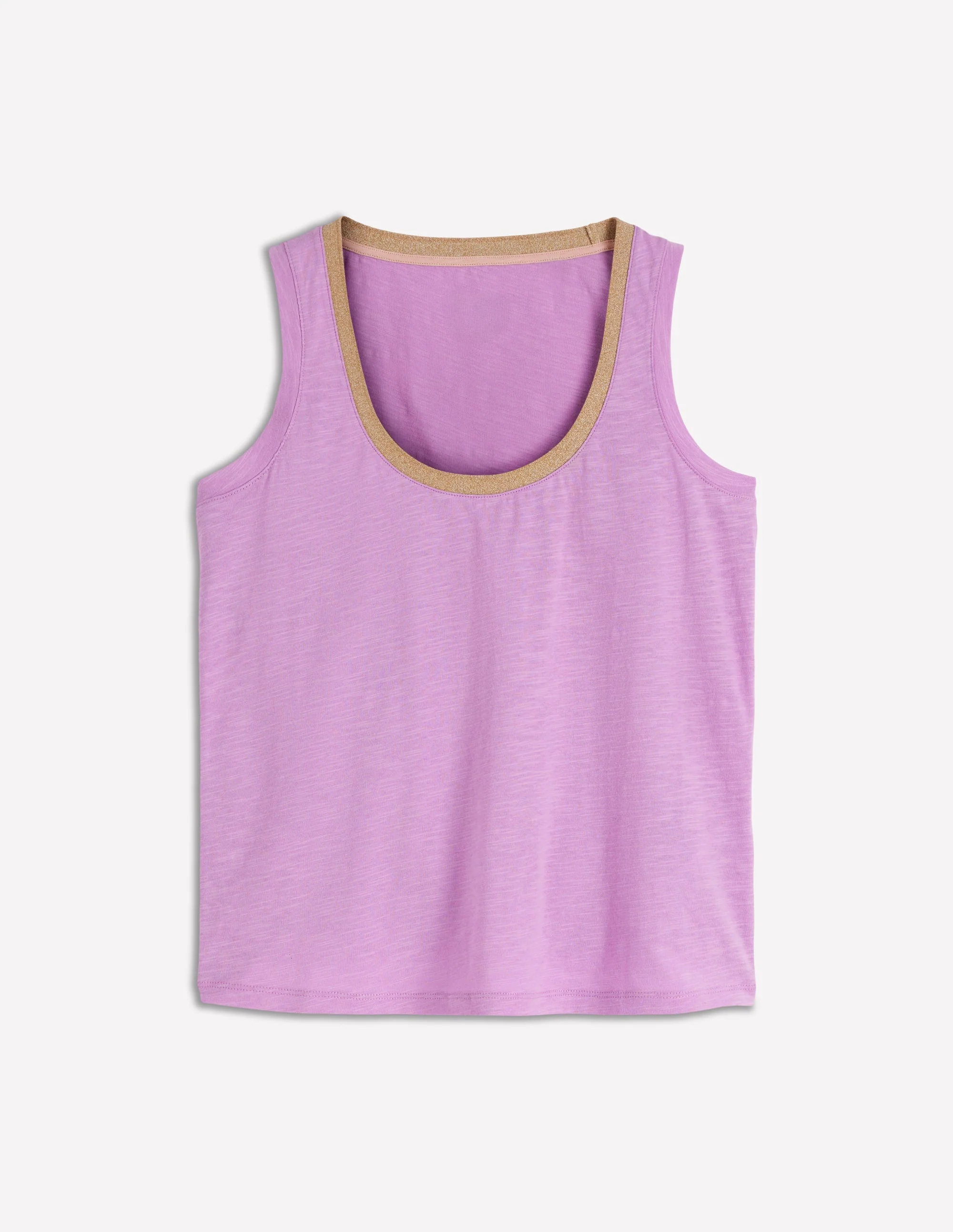 Metallic Trim Scoop Neck Vest-Heath Lilac - Image 4