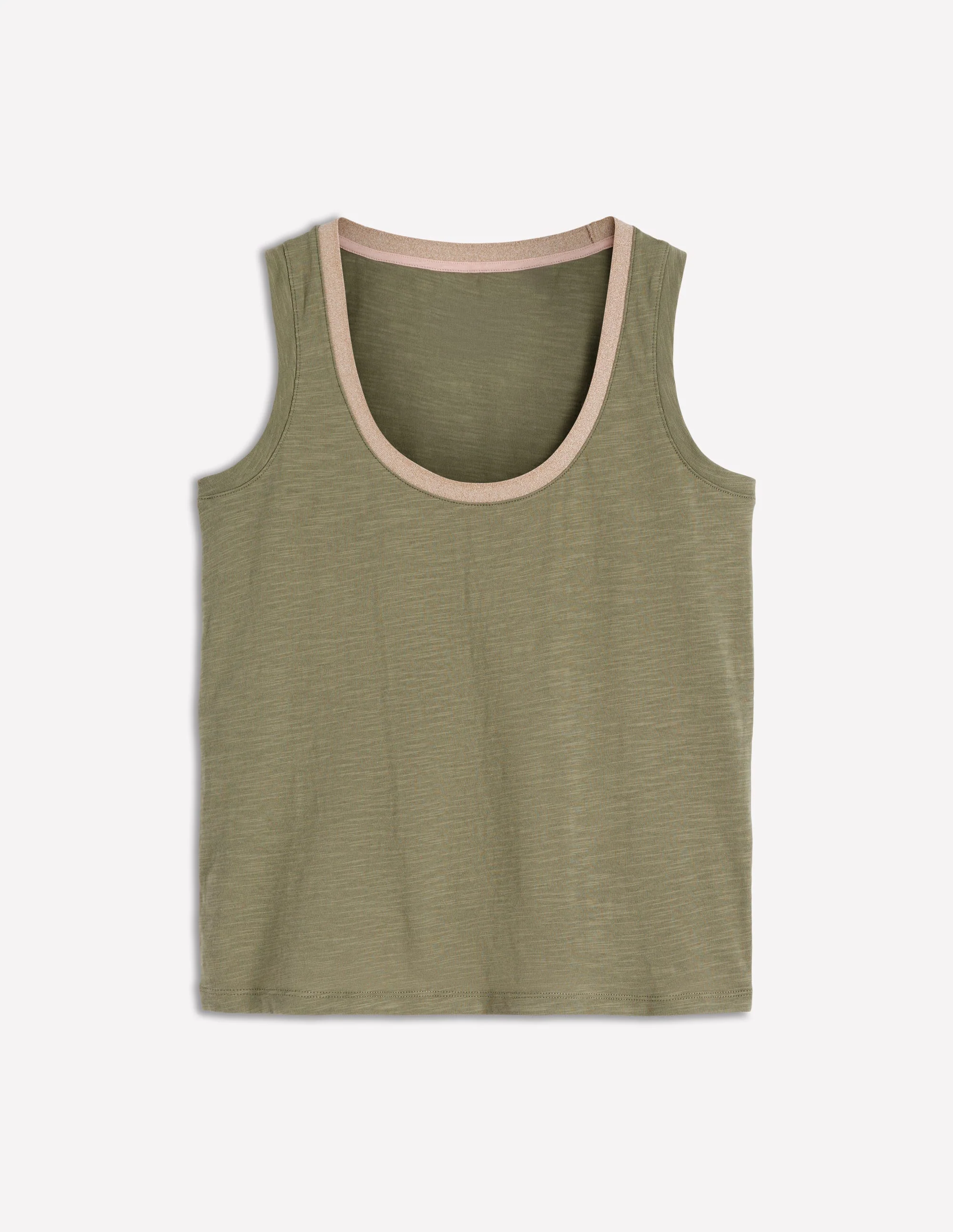 Metallic Trim Scoop Neck Vest-Larch Green - Image 6