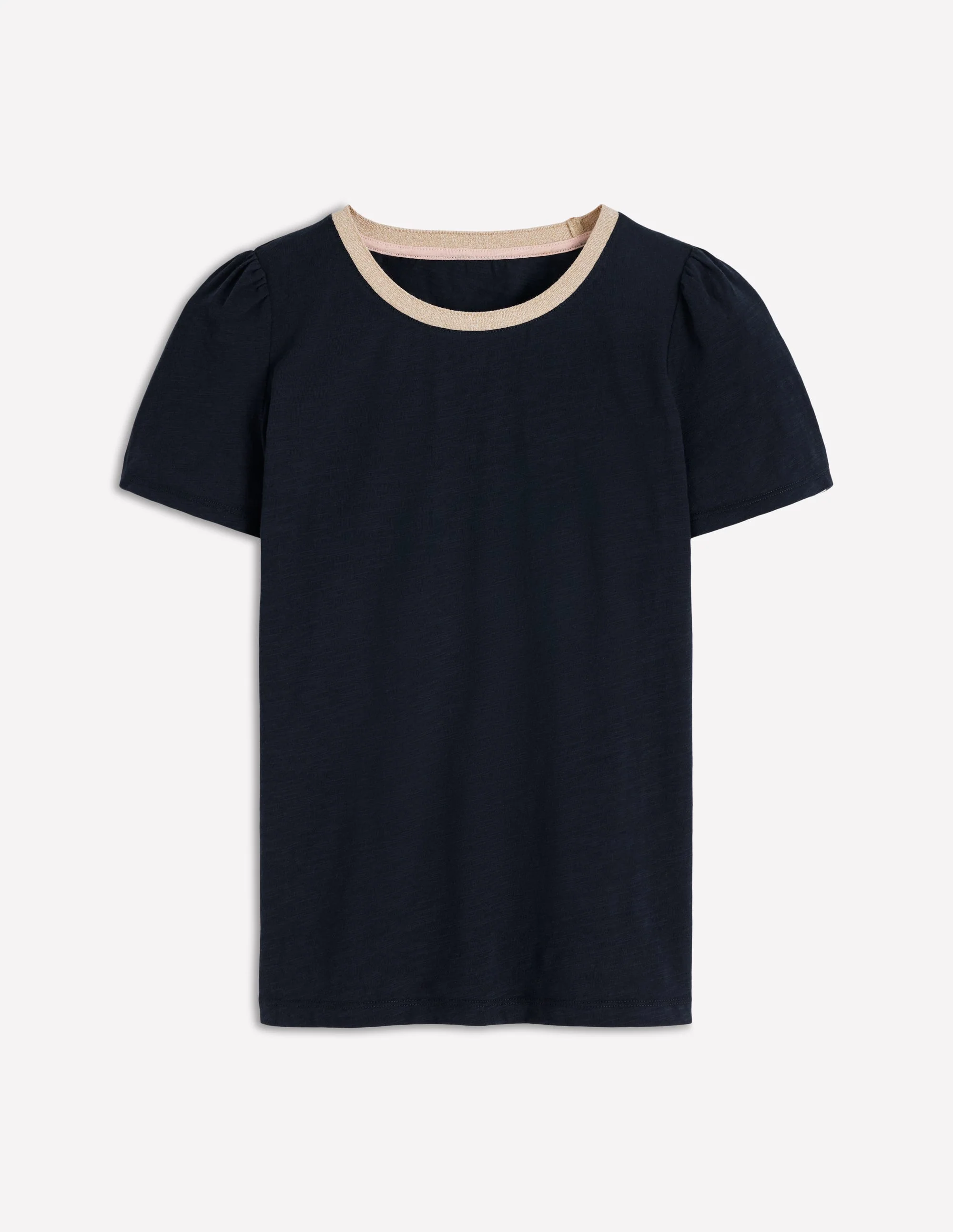 Metallic Trim T-Shirt-Navy - Image 4