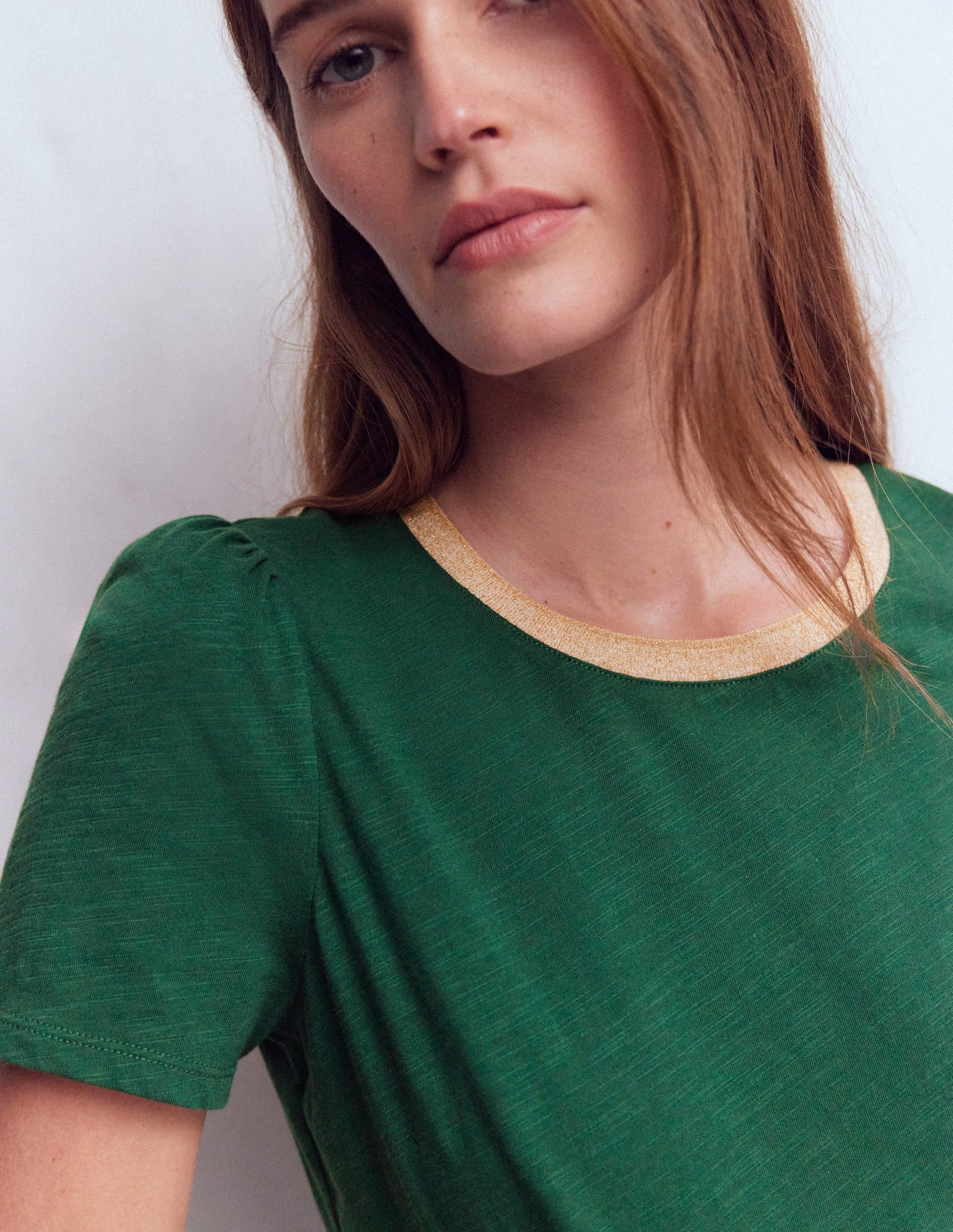 Metallic Trim T-Shirt-Trekking Green - Image 2