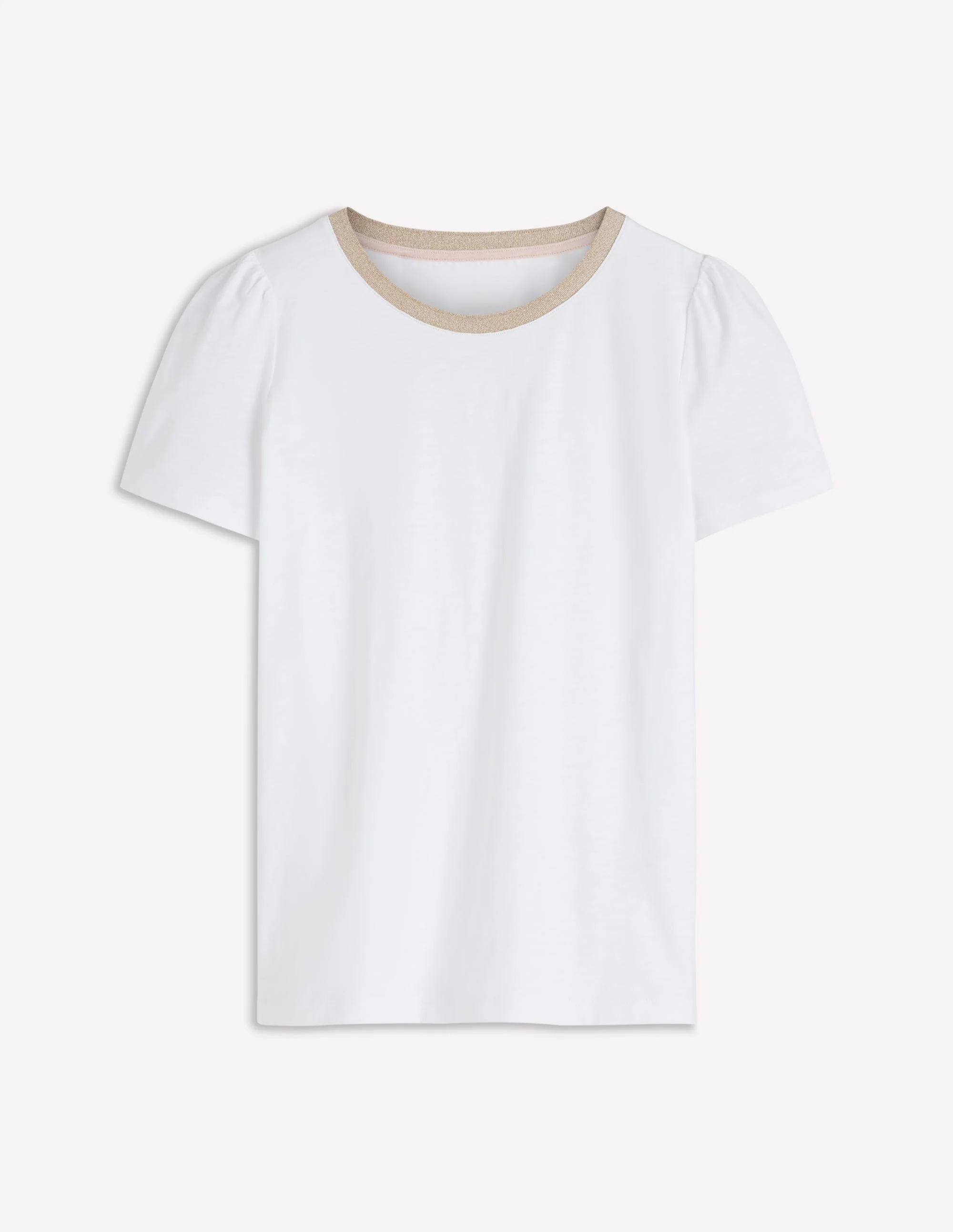 Metallic Trim T-Shirt-White - Image 5
