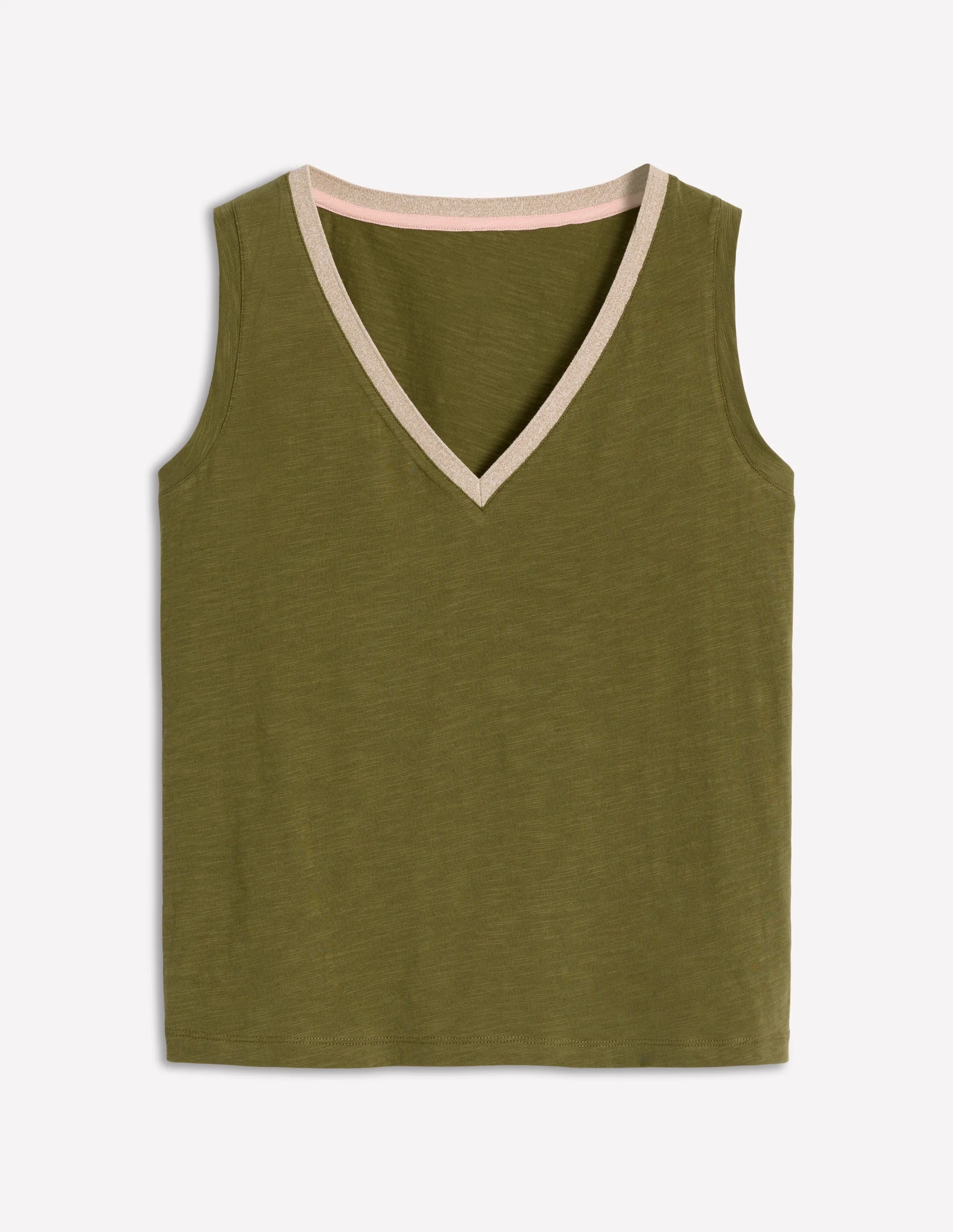 Metallic Trim V Neck Vest-Mayfly - Image 7