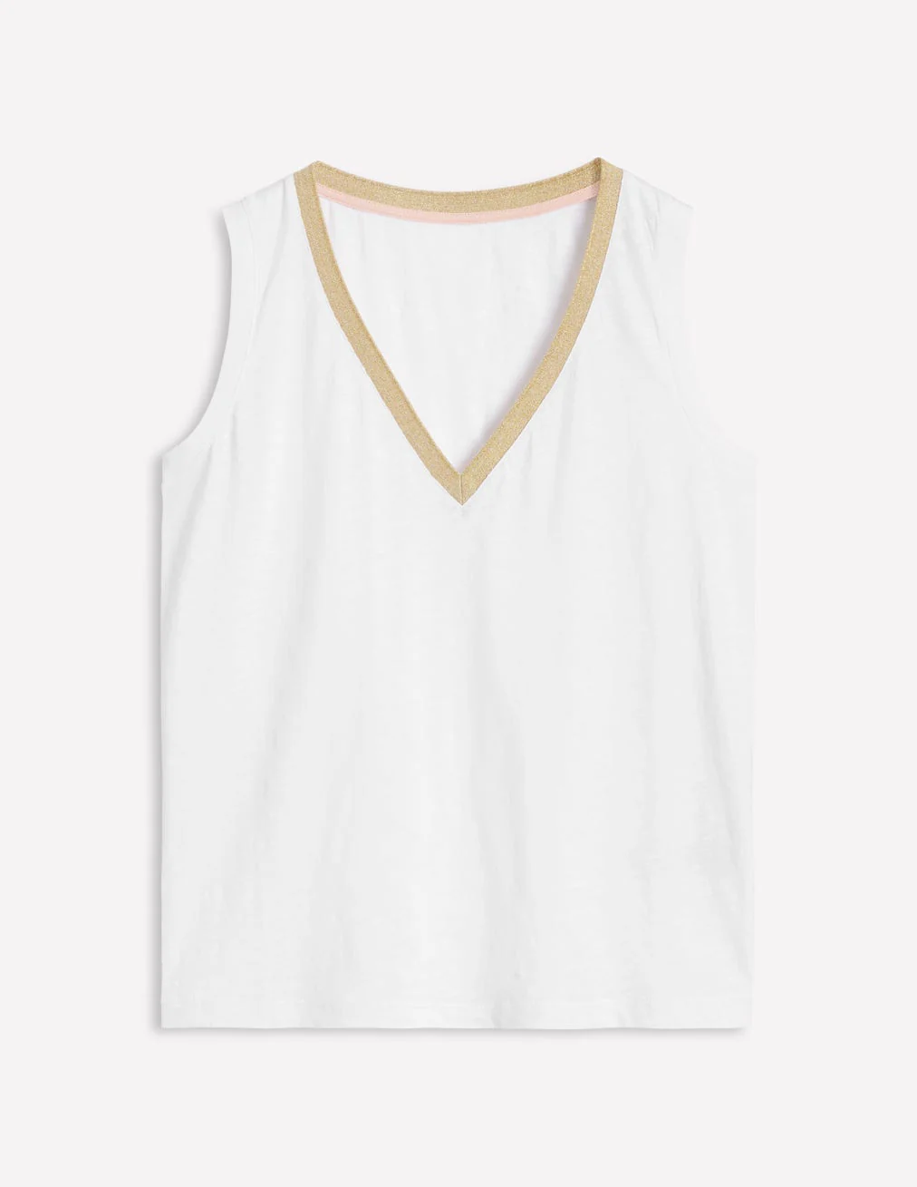 Metallic Trim V Neck Vest-White - Image 7