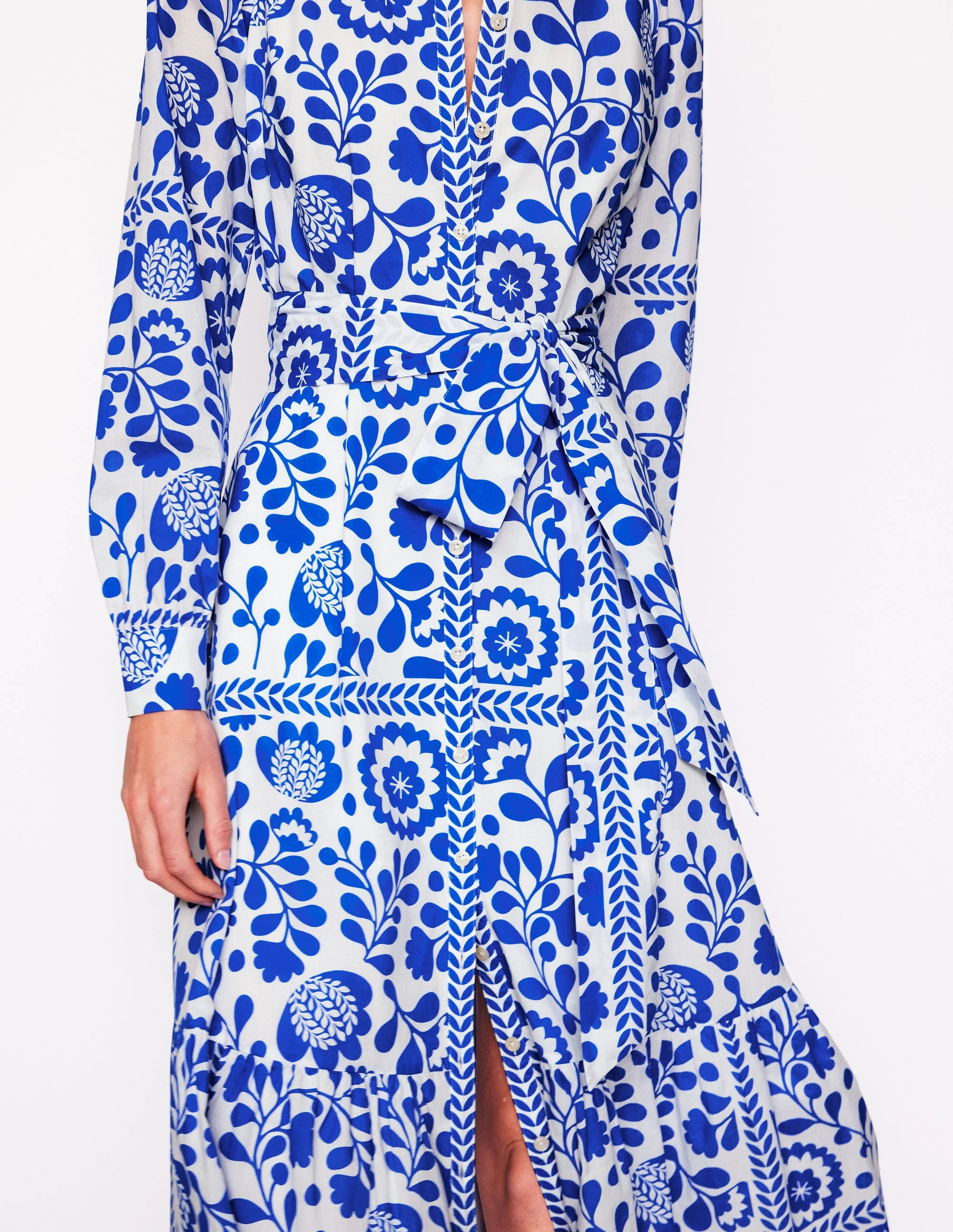 Mia Tiered Shirt Dress-Gallery Blue, Vine Tile - Image 2