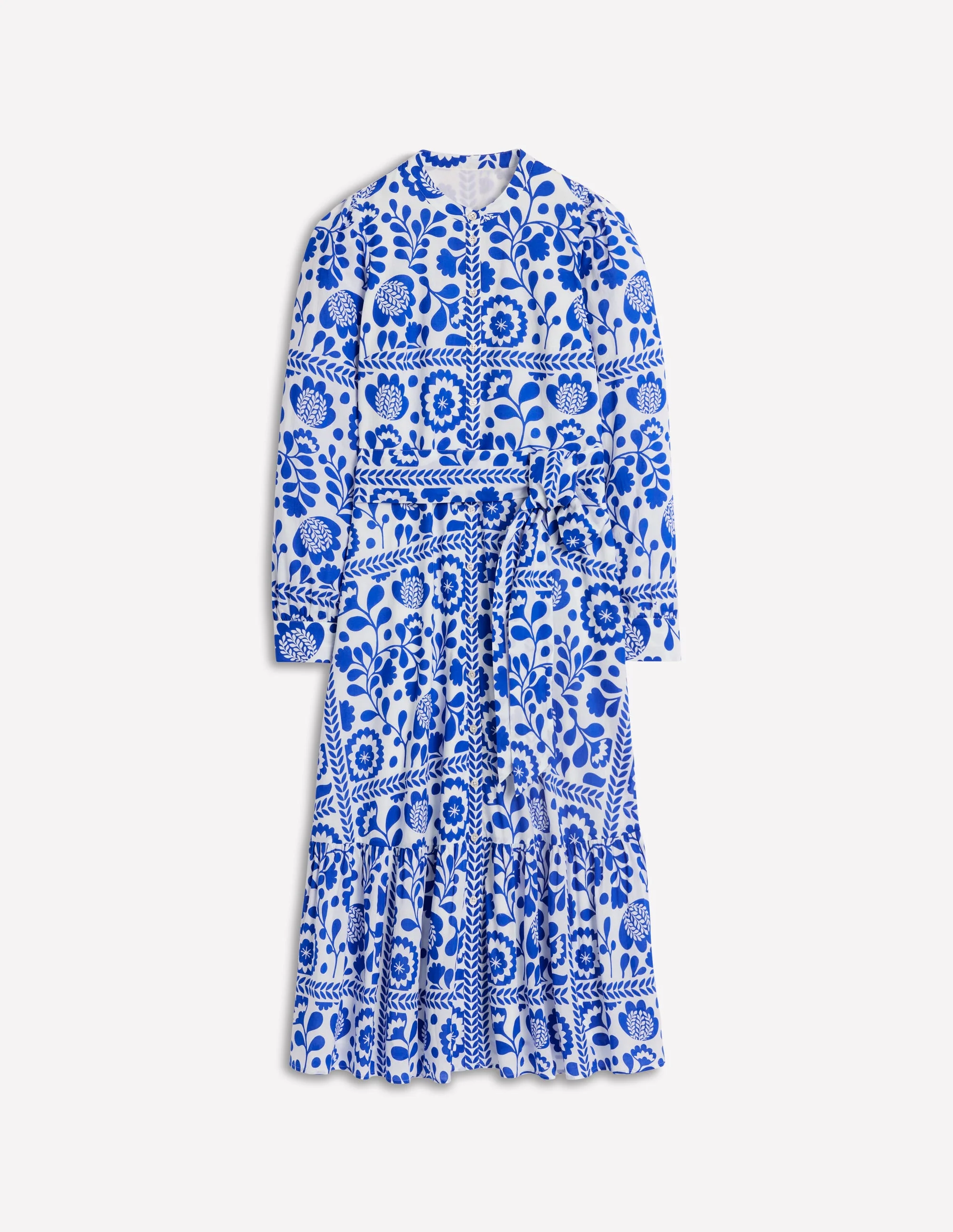 Mia Tiered Shirt Dress-Gallery Blue, Vine Tile - Image 6