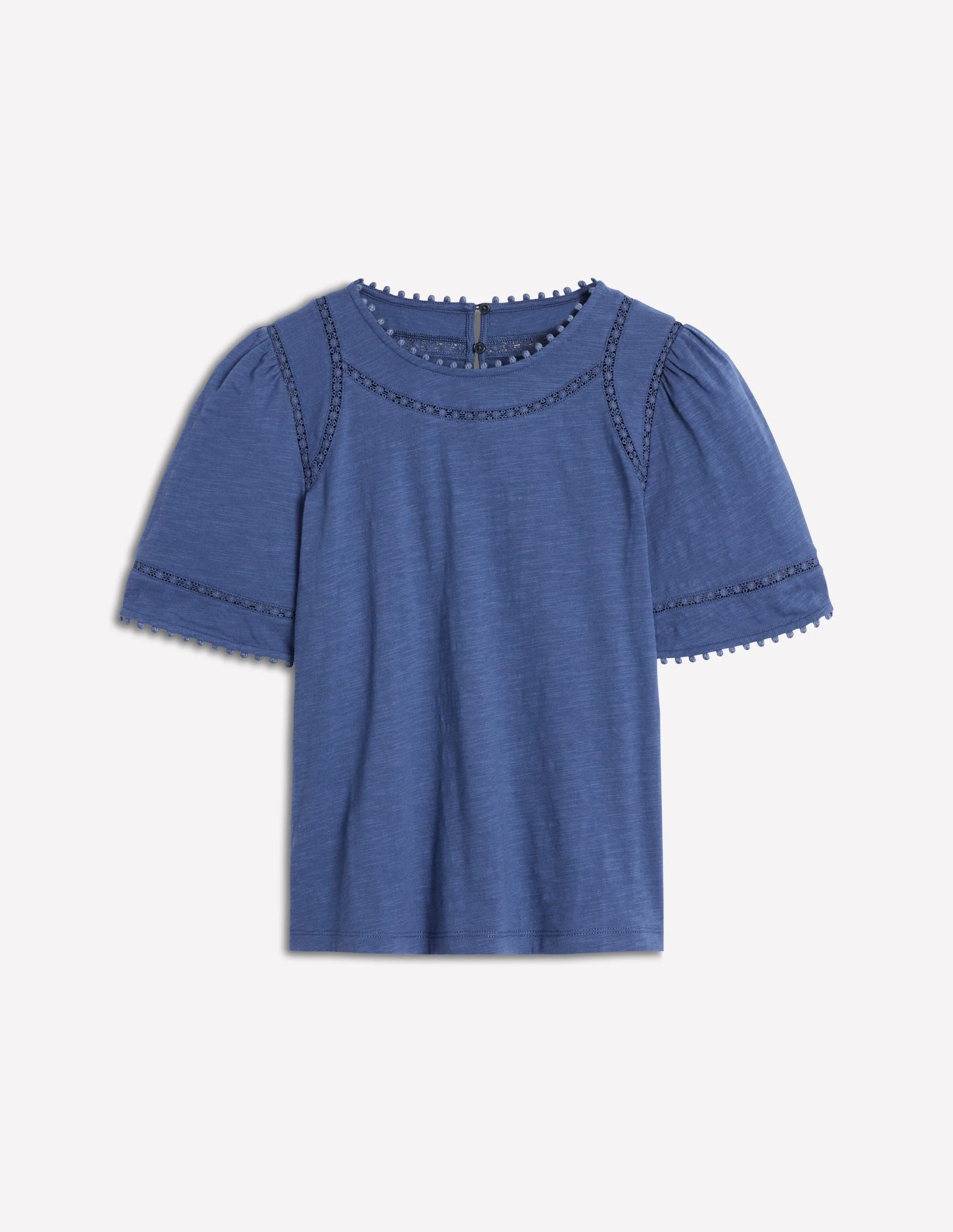 Mila Lace Trim Top-Denim Blue - Image 6