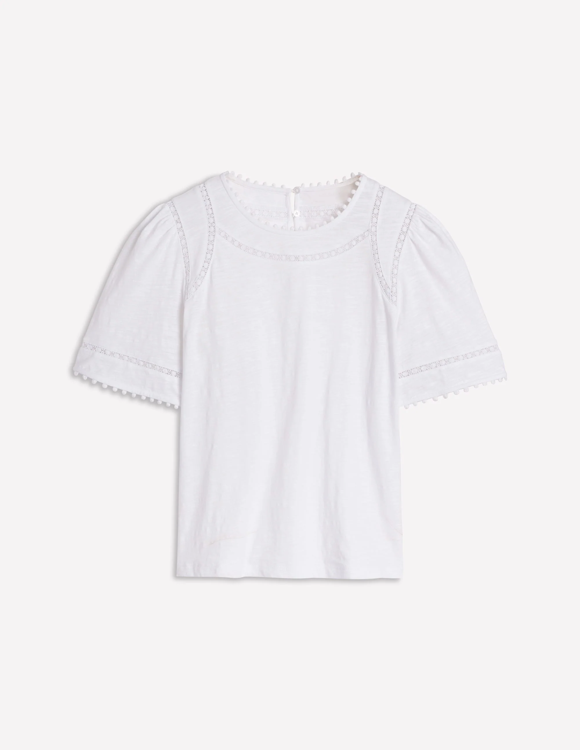 Mila Lace Trim Top-White - Image 5