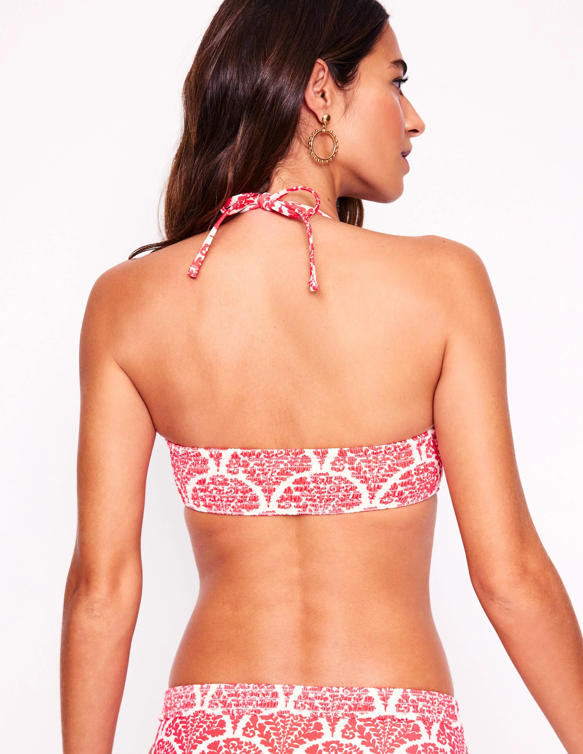 Milos Smocked Bikini Top-Jam Red, Blossomy - Image 4