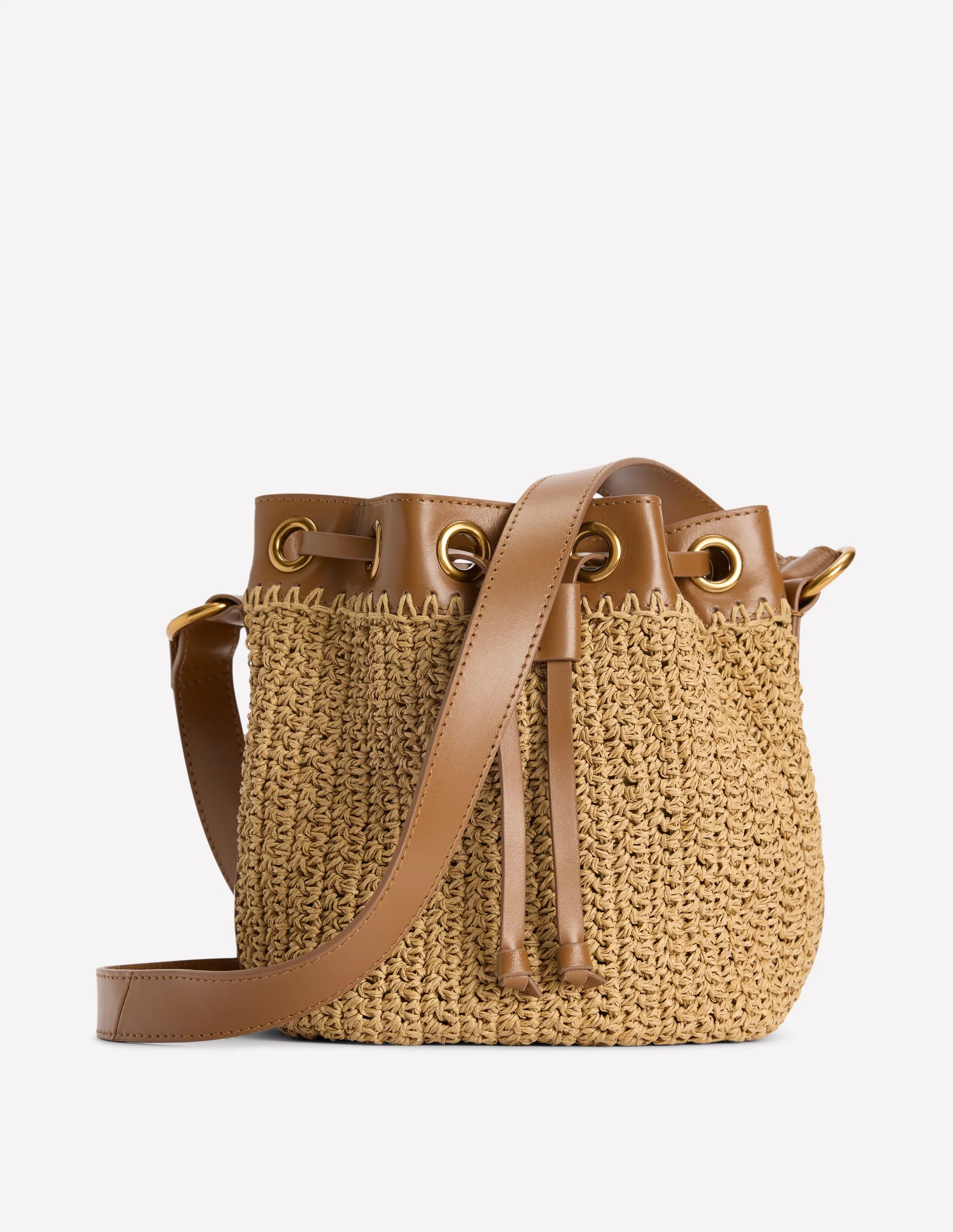 Mini Straw Bucket-Natural Raffia