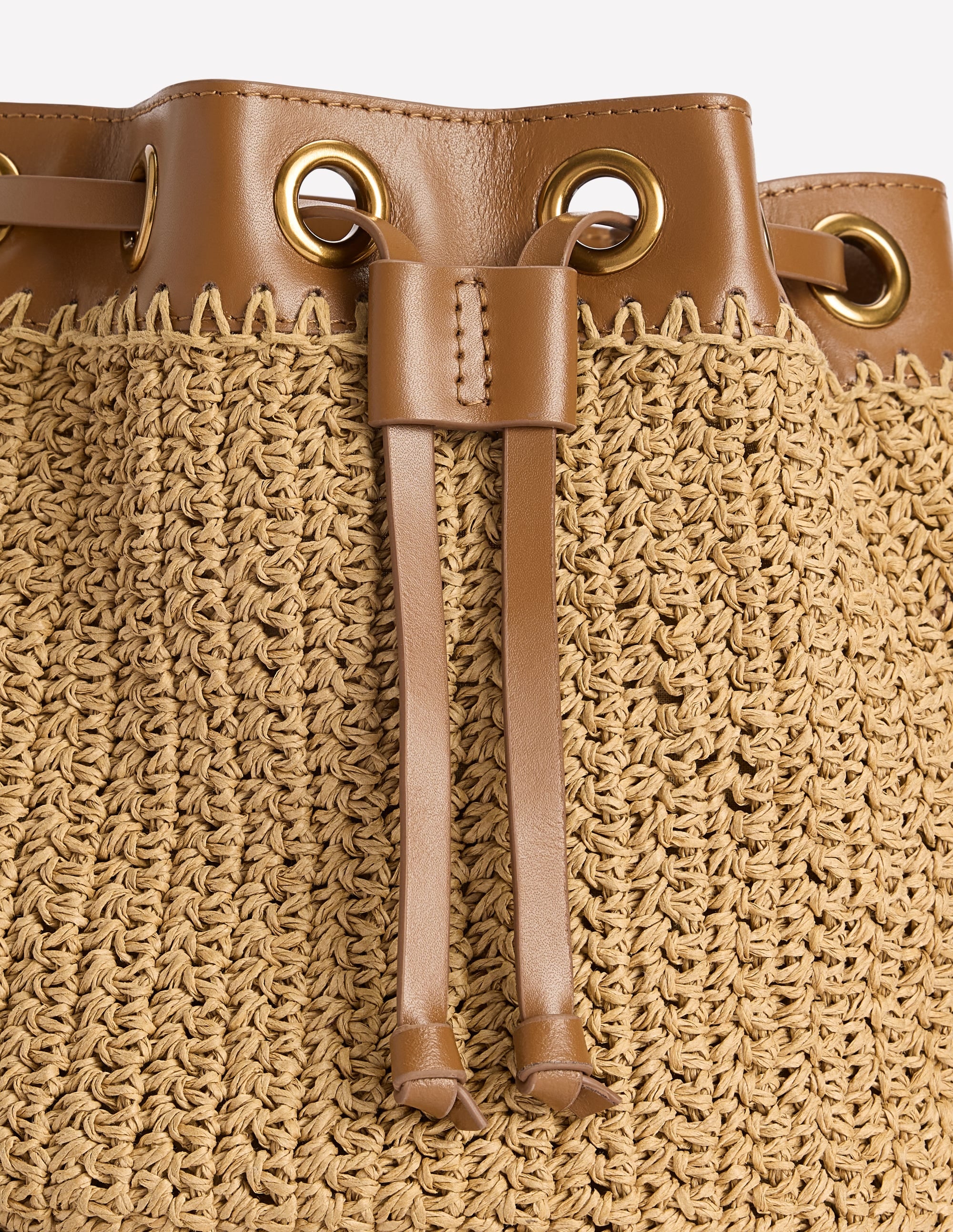 Mini Straw Bucket-Natural Raffia - Image 5