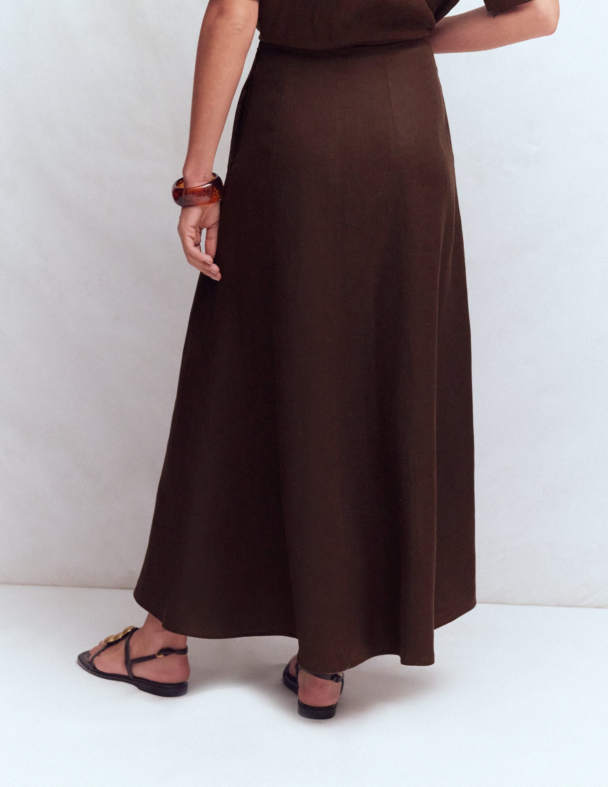 Miriam Linen Maxi Skirt-Espresso - Image 3