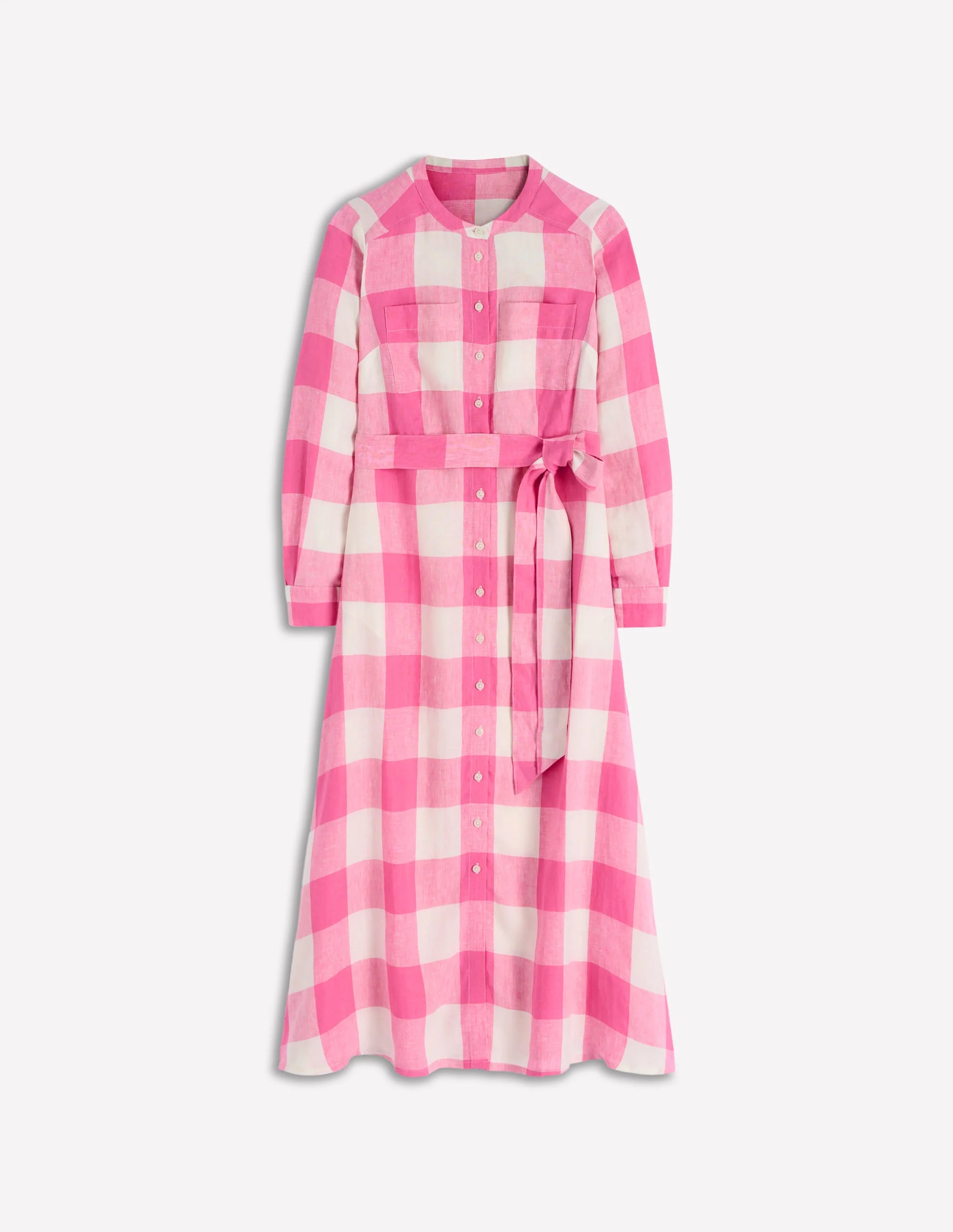 Mollie Linen Shirt Dress-Pink Punch Gingham - Image 6