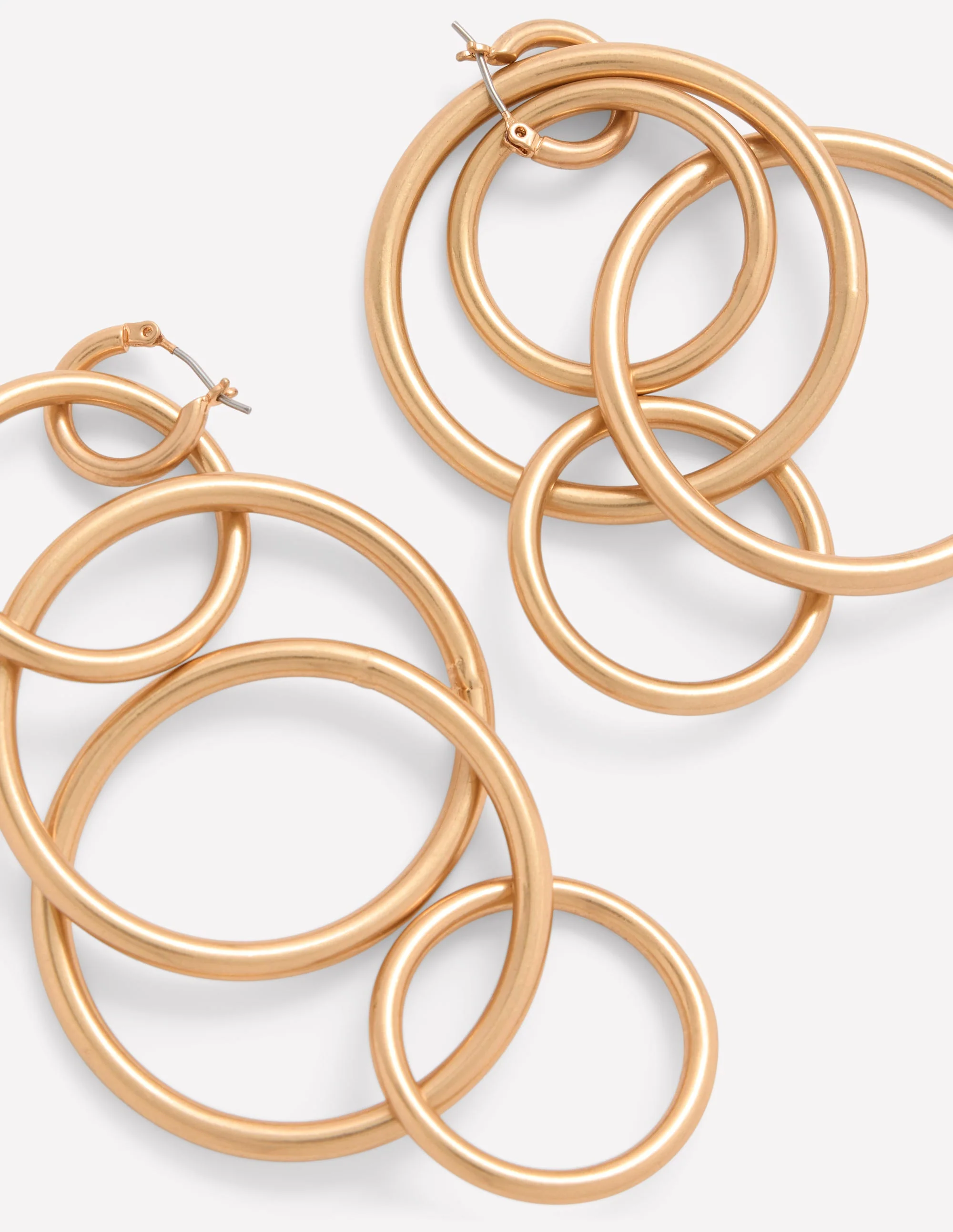 Multi Ring Drop Earrings-Gold Colour - Image 4