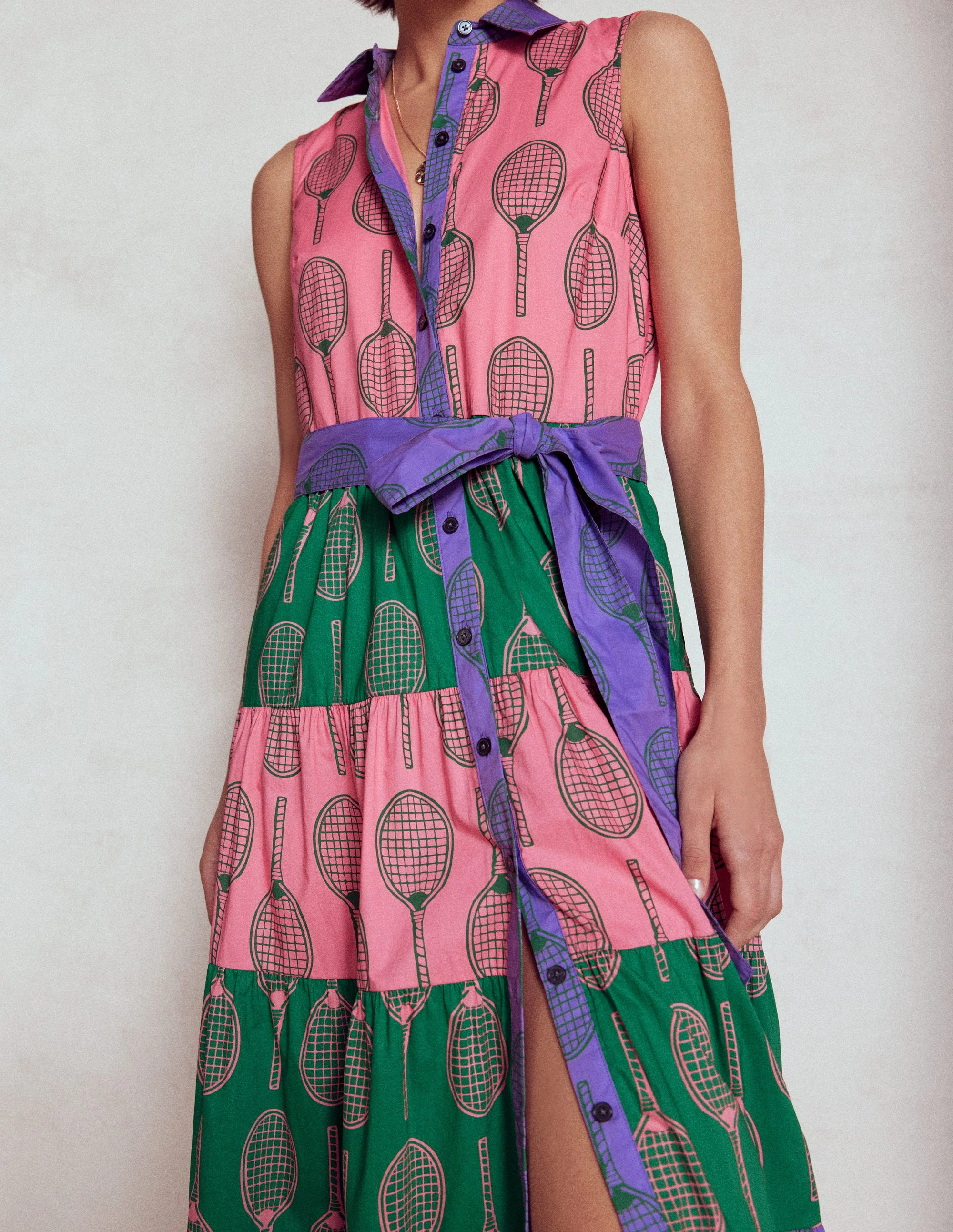 Multi Tiered Shirt Dress-Multi, Tennis - Image 2