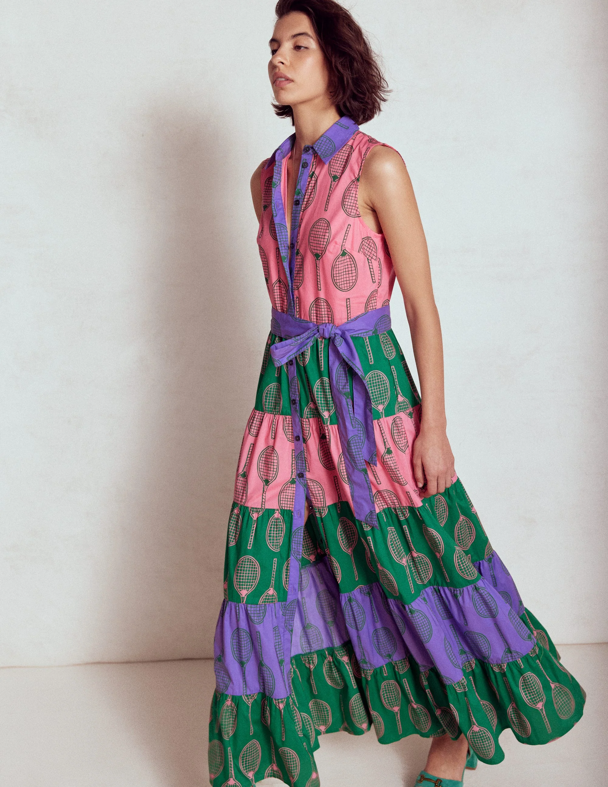 Multi Tiered Shirt Dress-Multi, Tennis - Image 4