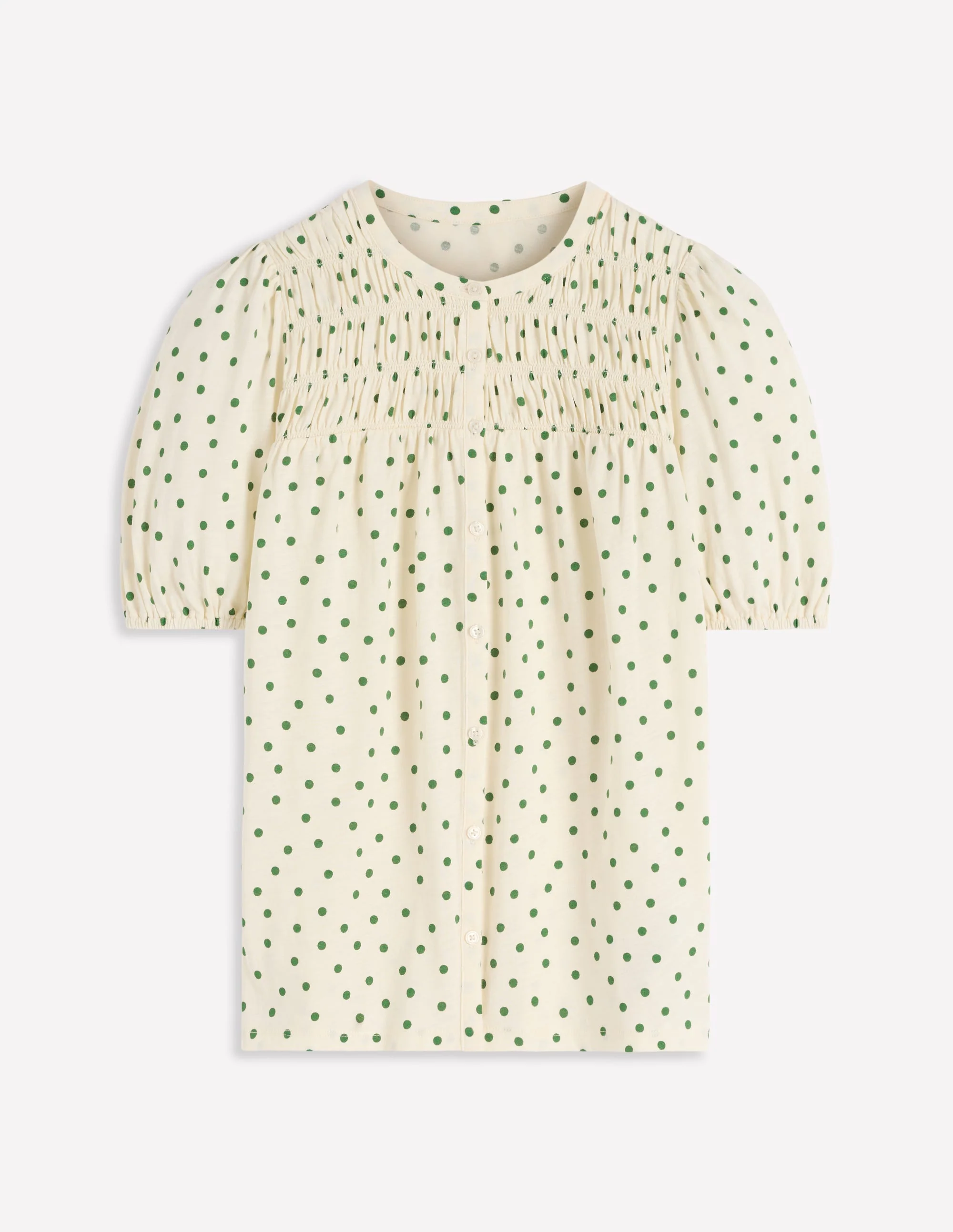 Mya Short Sleeve Smocked Shirt-Papyrus, Painted Dot - Image 5