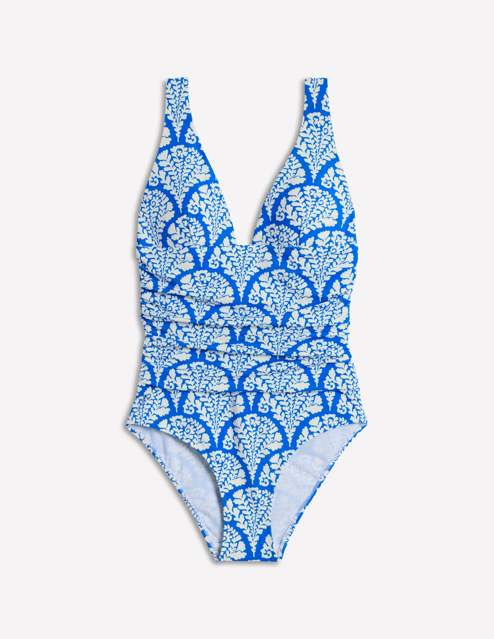 Mykonos Deep V Swimsuit-Cerulean Blue, Blossomy - Image 7