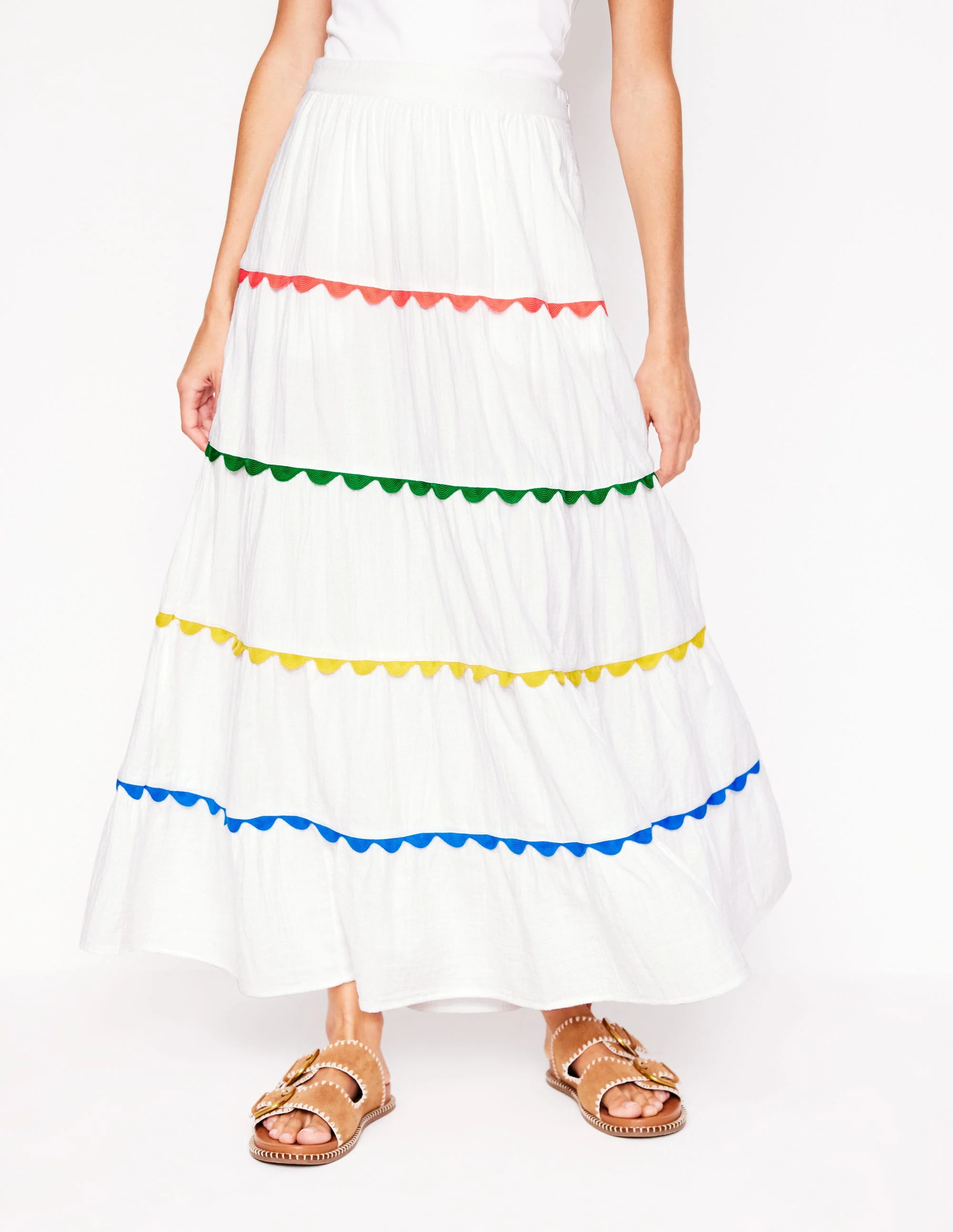Nadia Double Cloth Maxi Skirt-White - Image 4