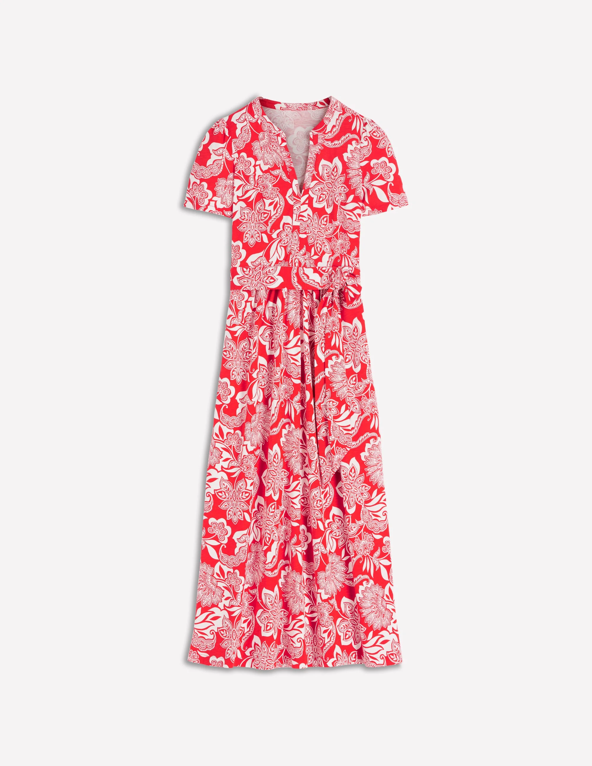 Naomi Jersey Midi Dress-Blood Orange, Elegant Blossom - Image 7