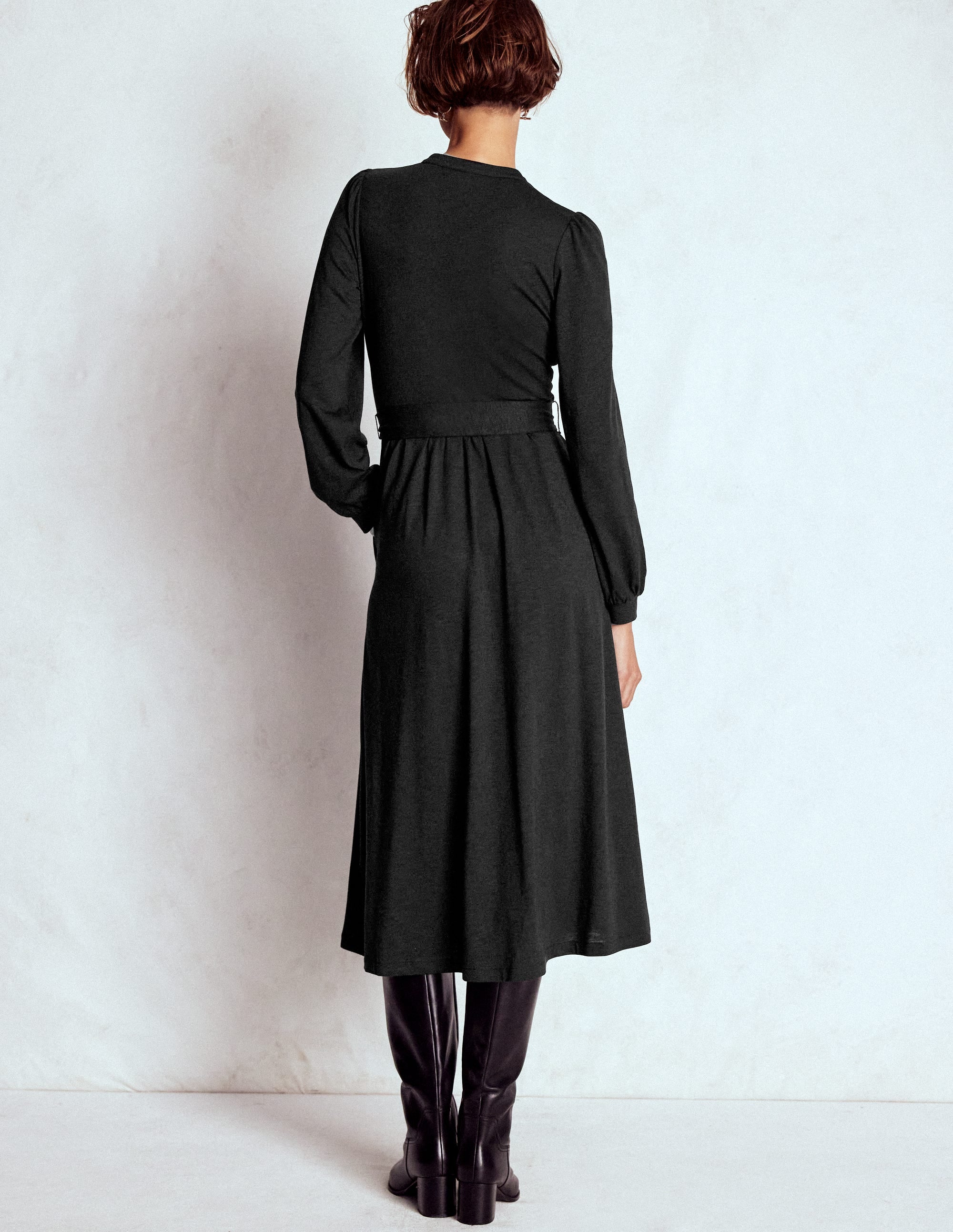 Naomi Long Sleeve Jersey Dress-Black - Image 4