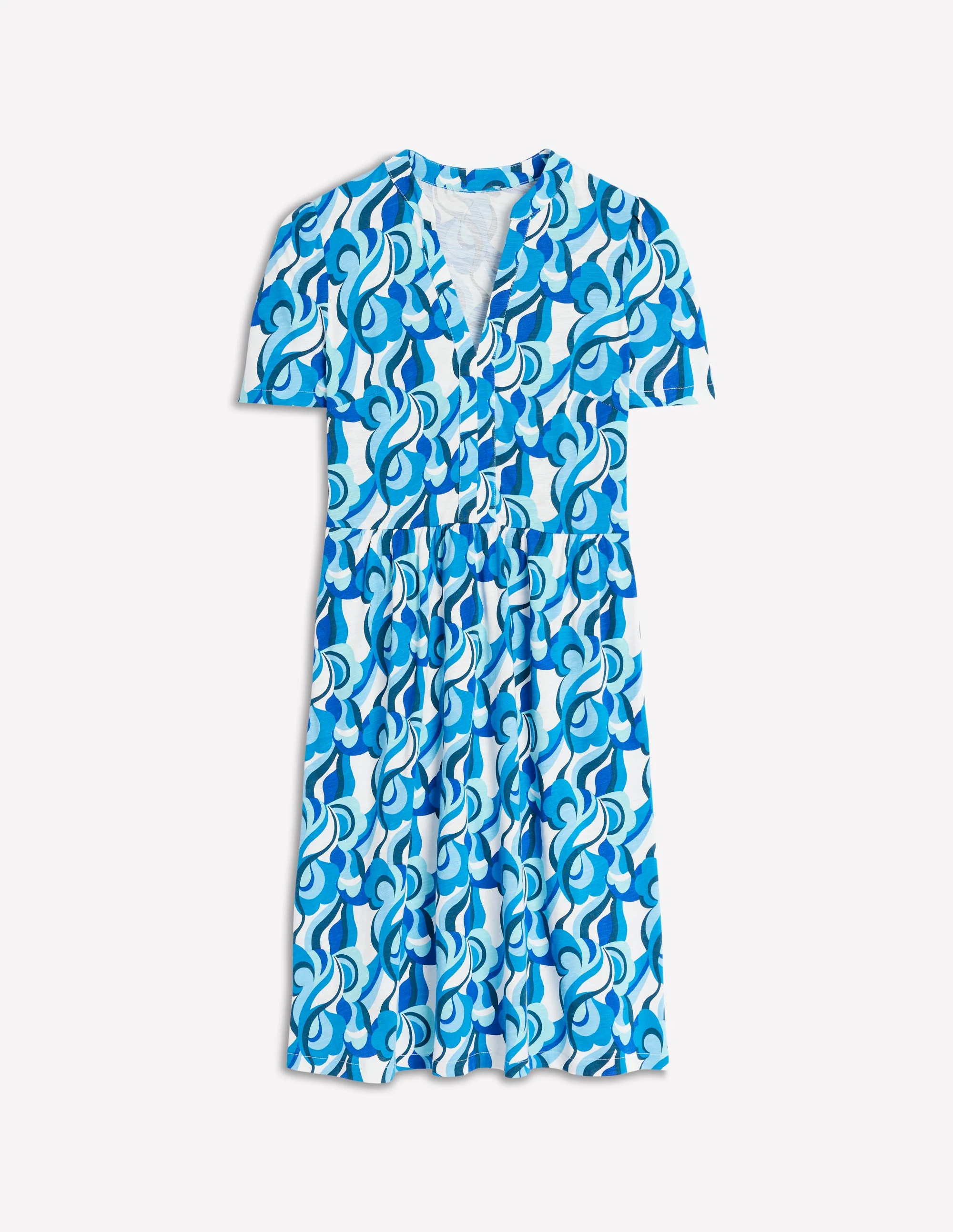Naomi Short Jersey Dress-Blue, Abstract Swirl - Image 5