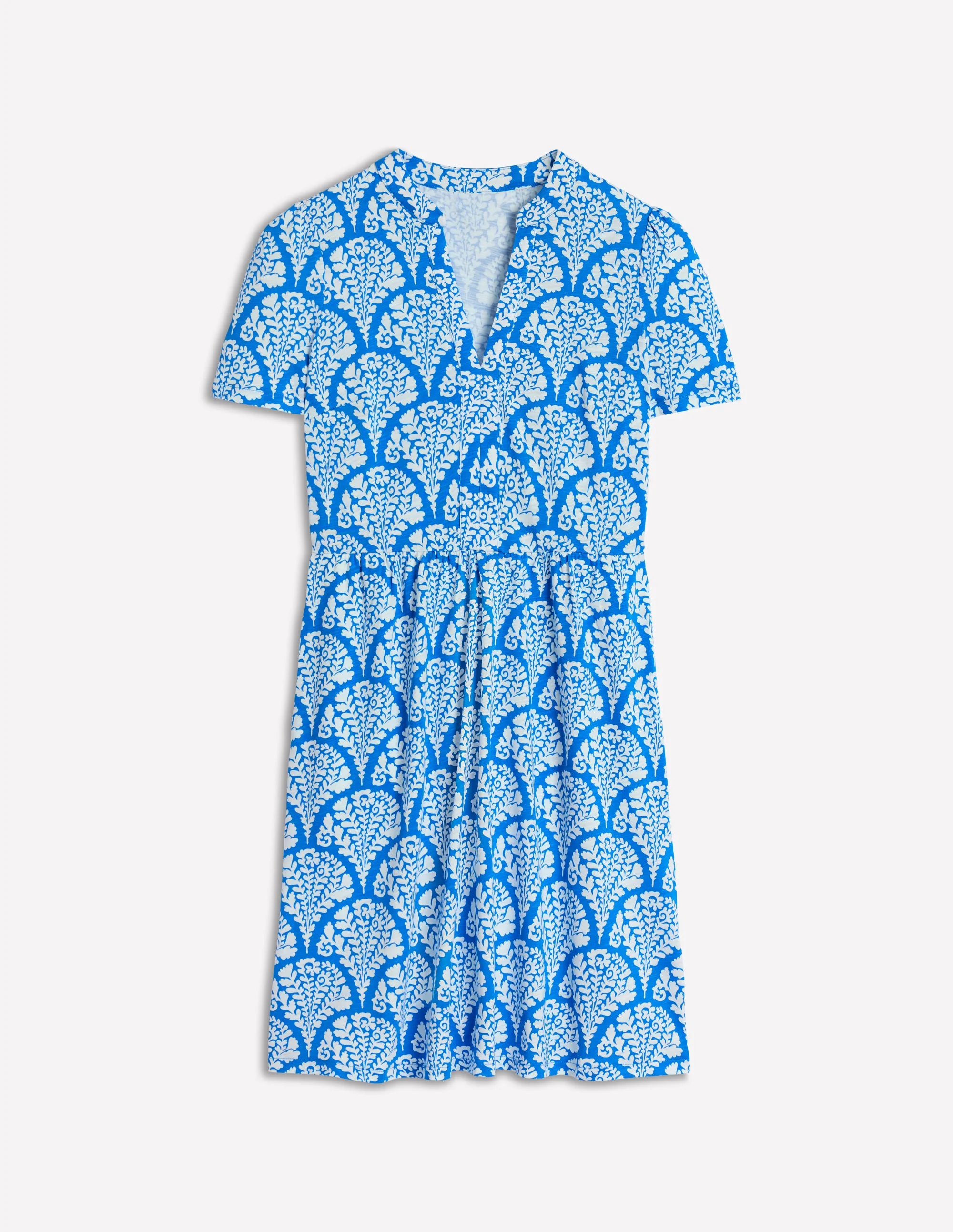 Naomi Short Jersey Dress-Cerulean Blue, Blossomy - Image 6