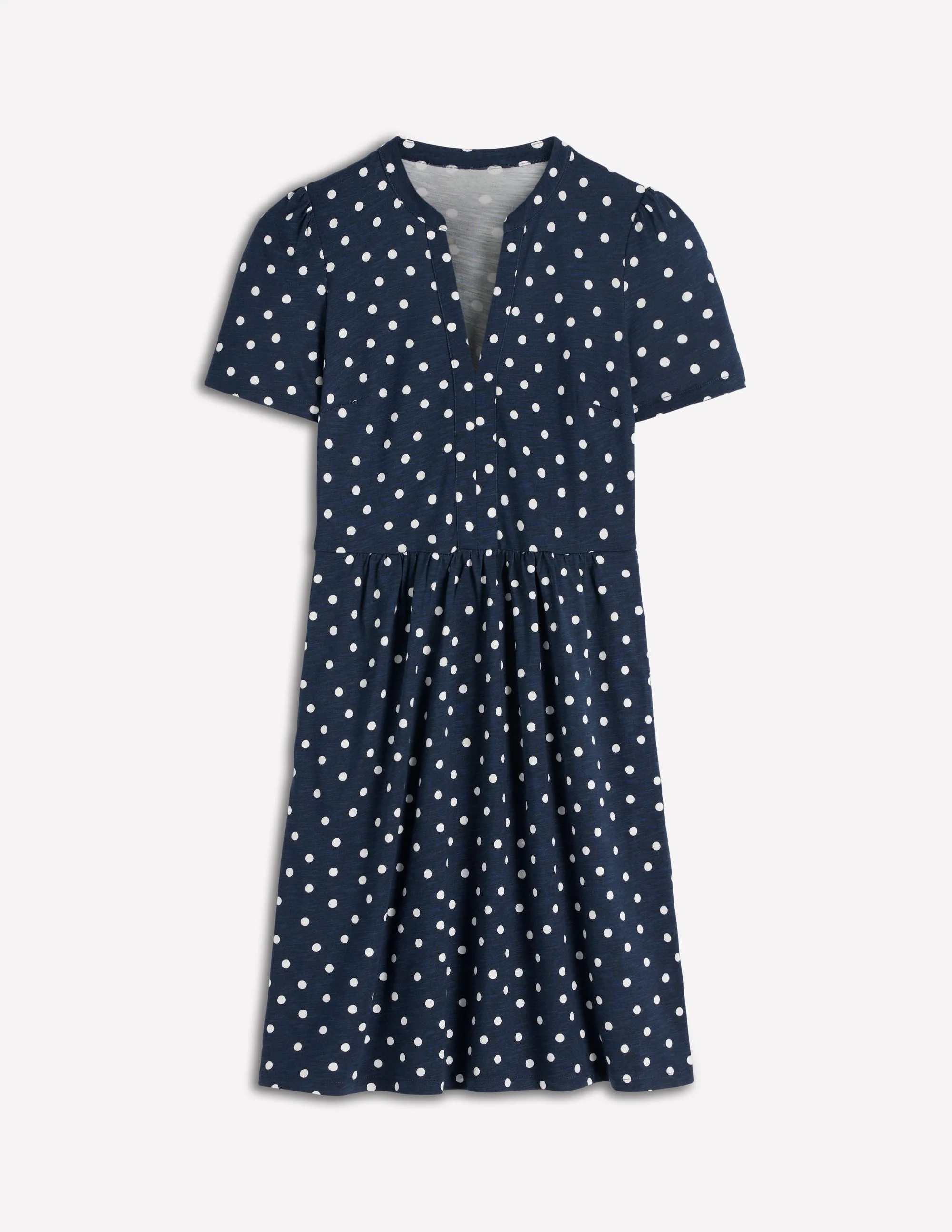 Naomi Short Jersey Dress-French Navy, Painted Dot - Image 4