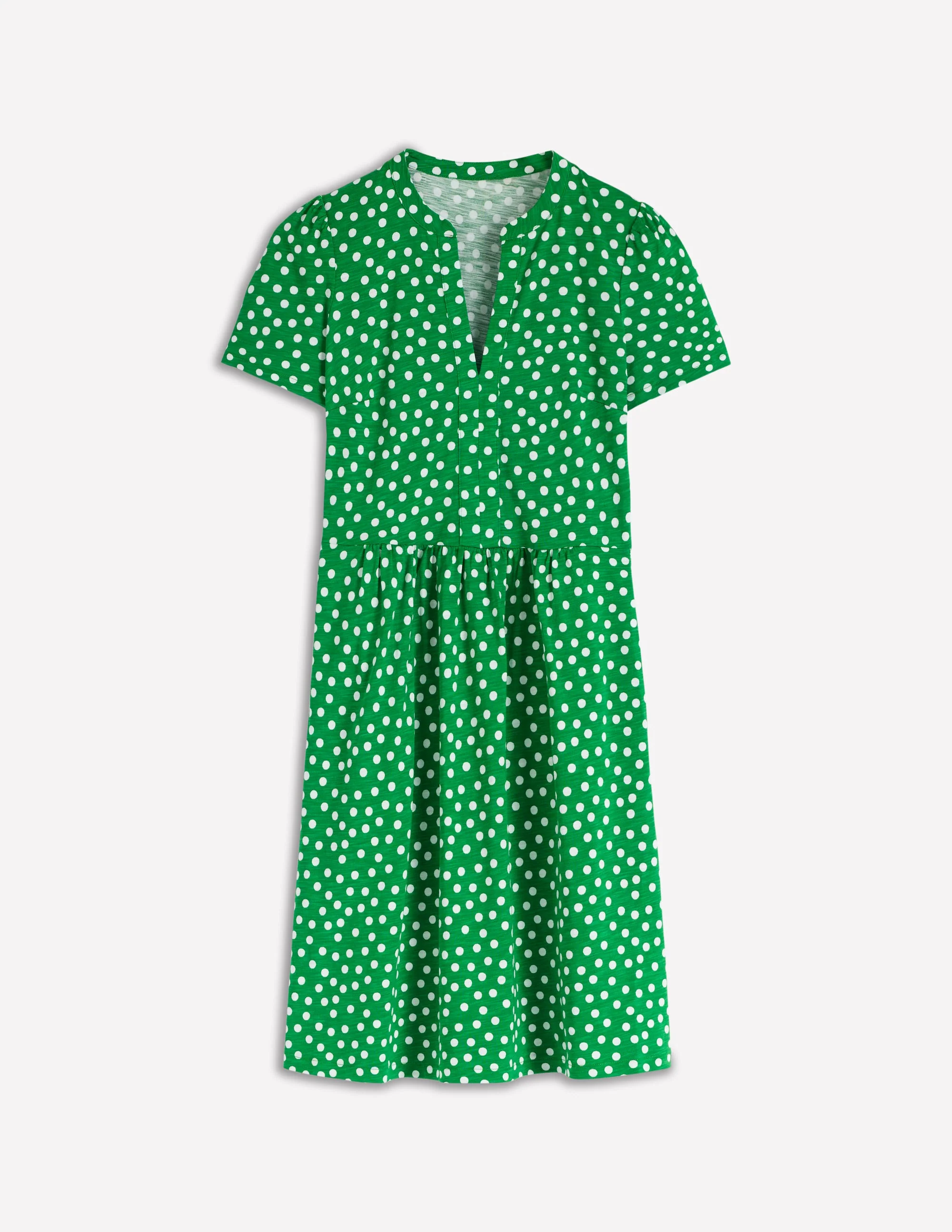 Naomi Short Jersey Dress-Highland Green, Painted Dot - Image 5