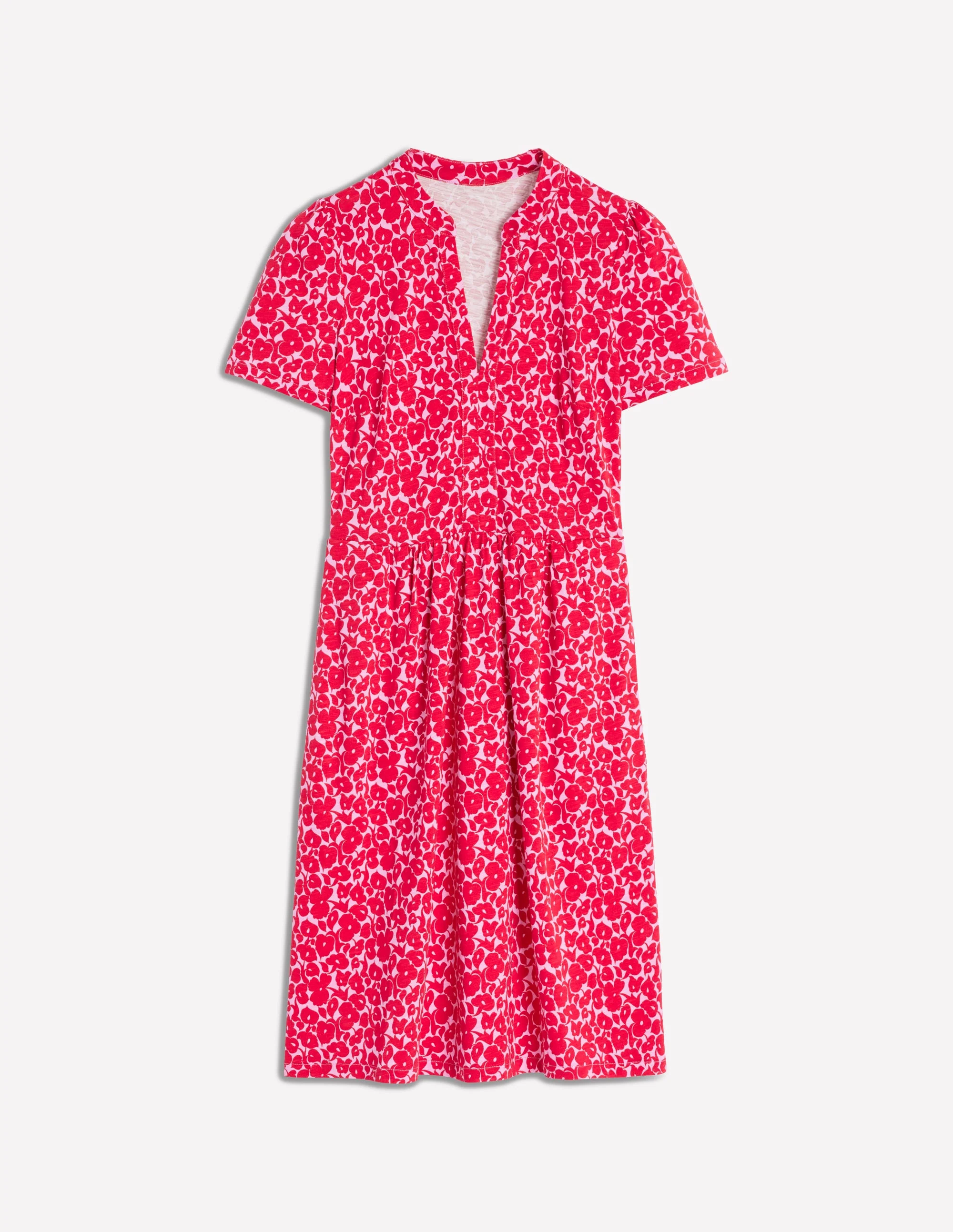 Naomi Short Jersey Dress-Jewel Red, Leafy Grove - Image 5