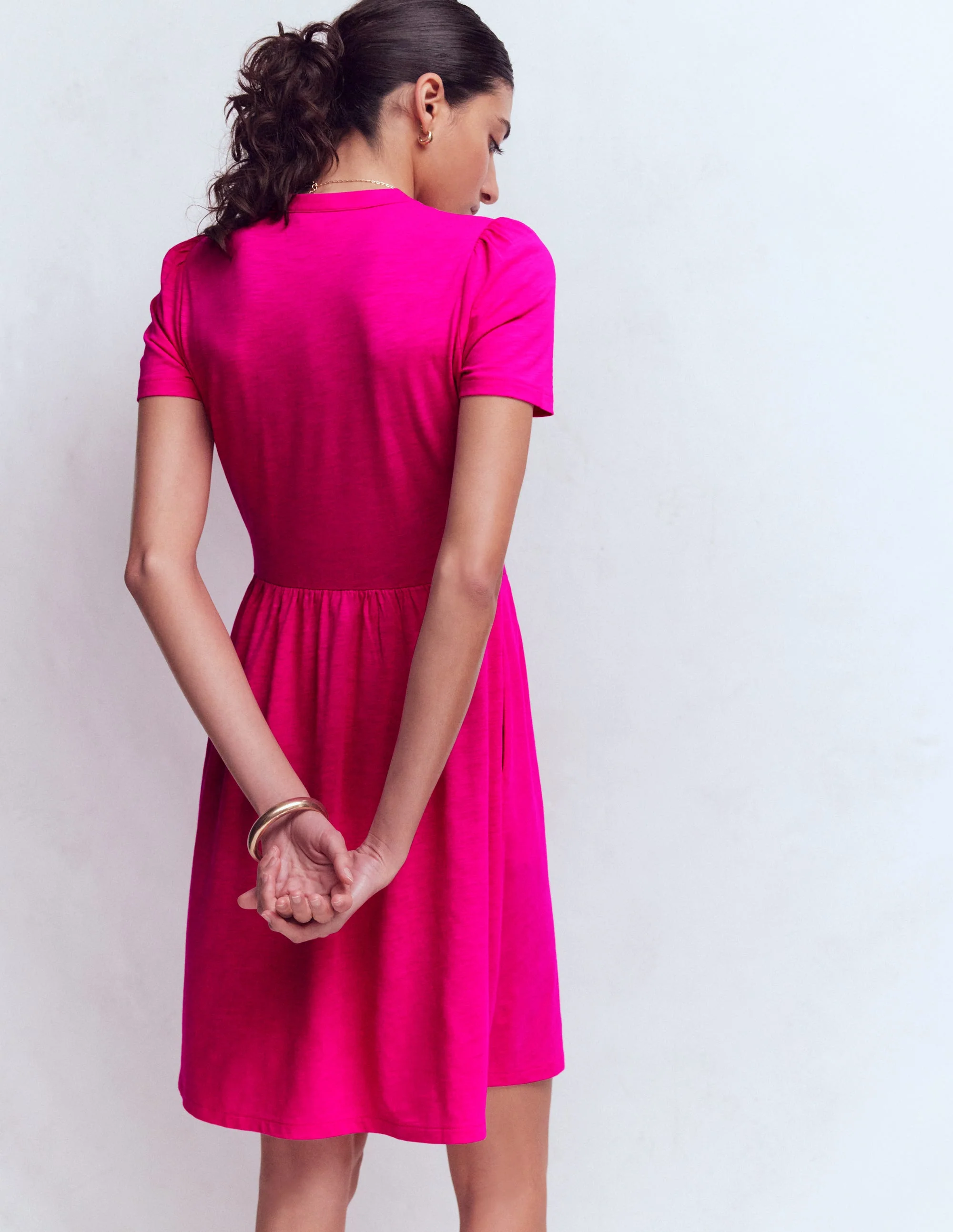 Naomi Short Jersey Dress-Pink Peony - Image 3