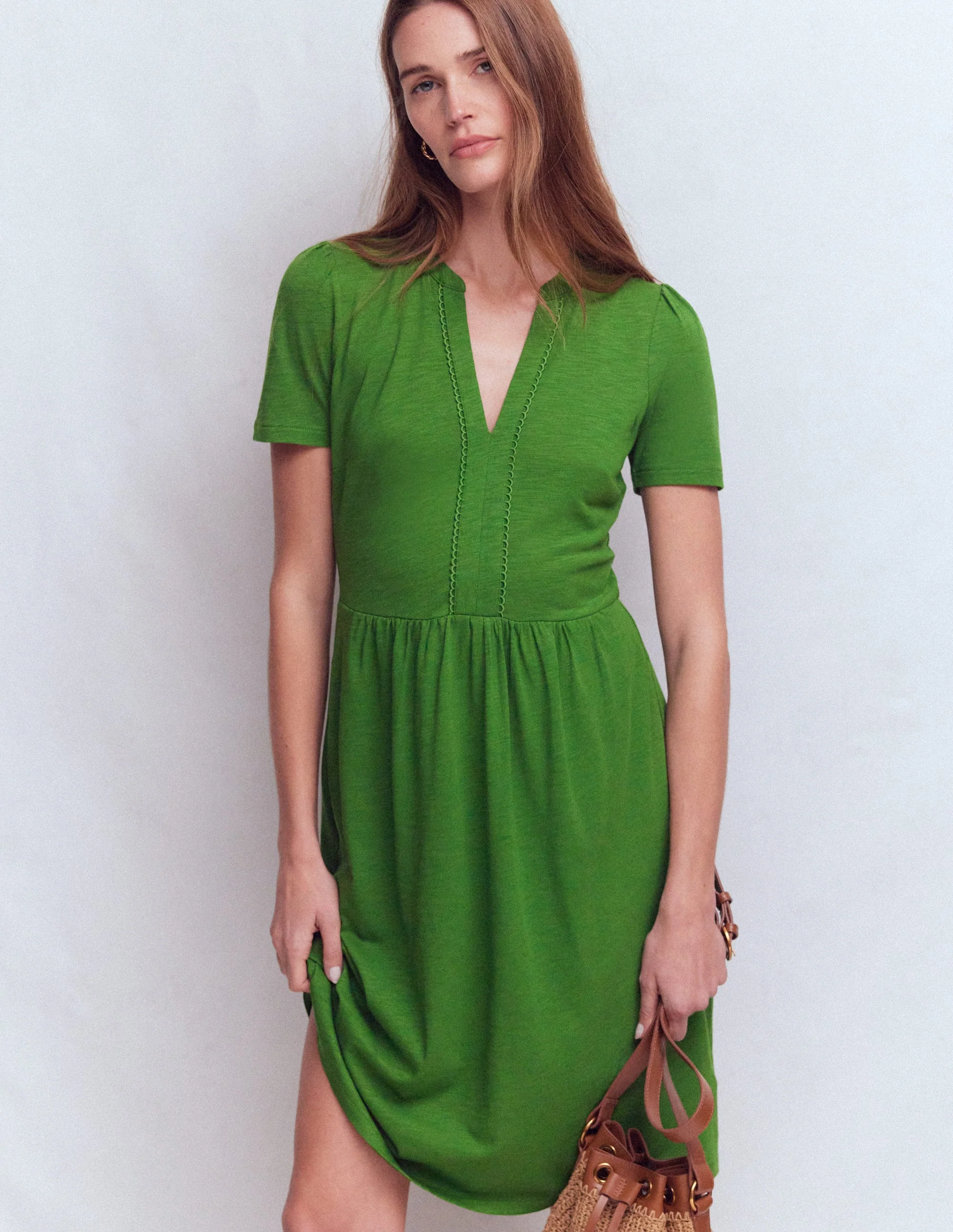 Naomi Short Jersey Dress-Promenade Green