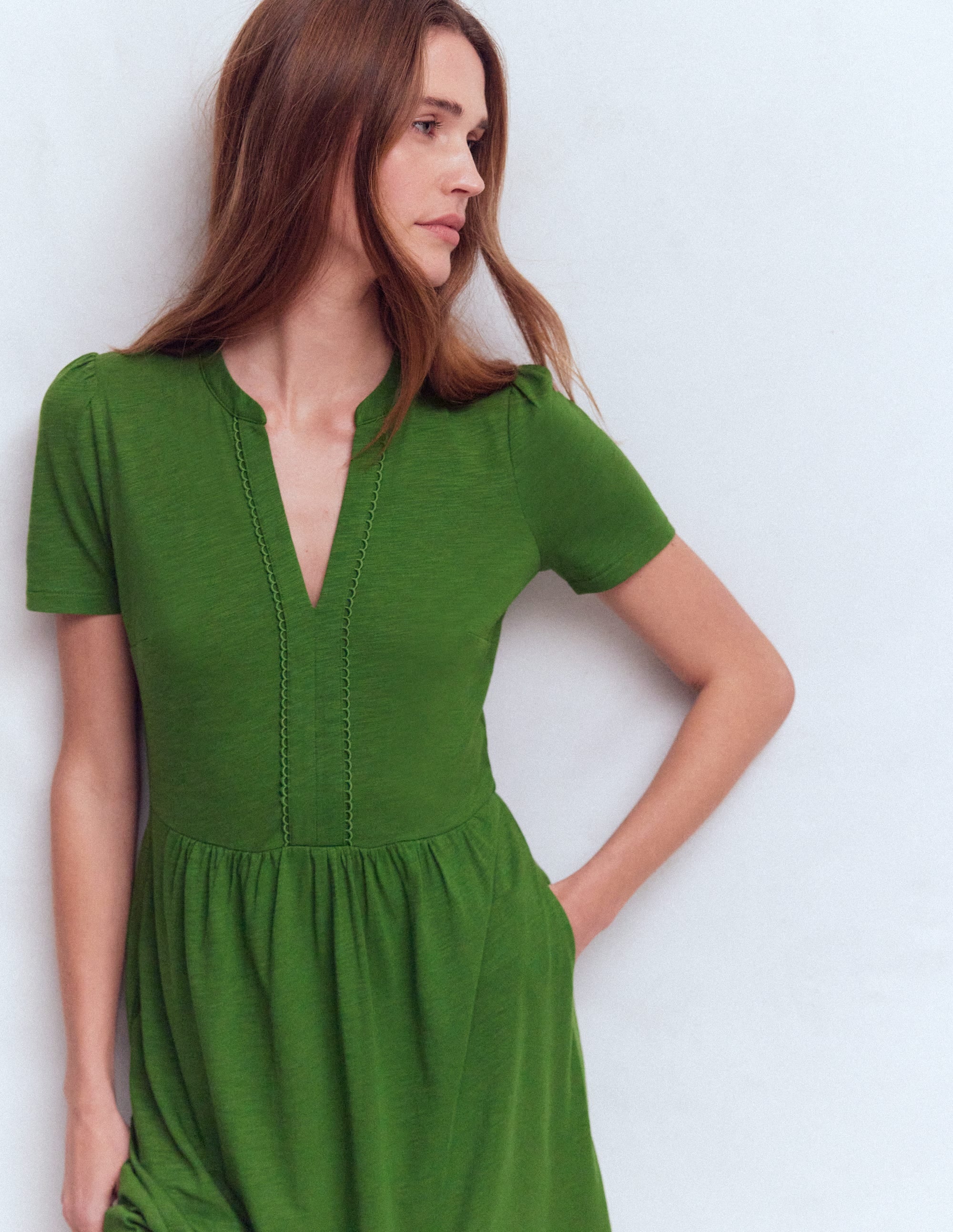 Naomi Short Jersey Dress-Promenade Green - Image 5