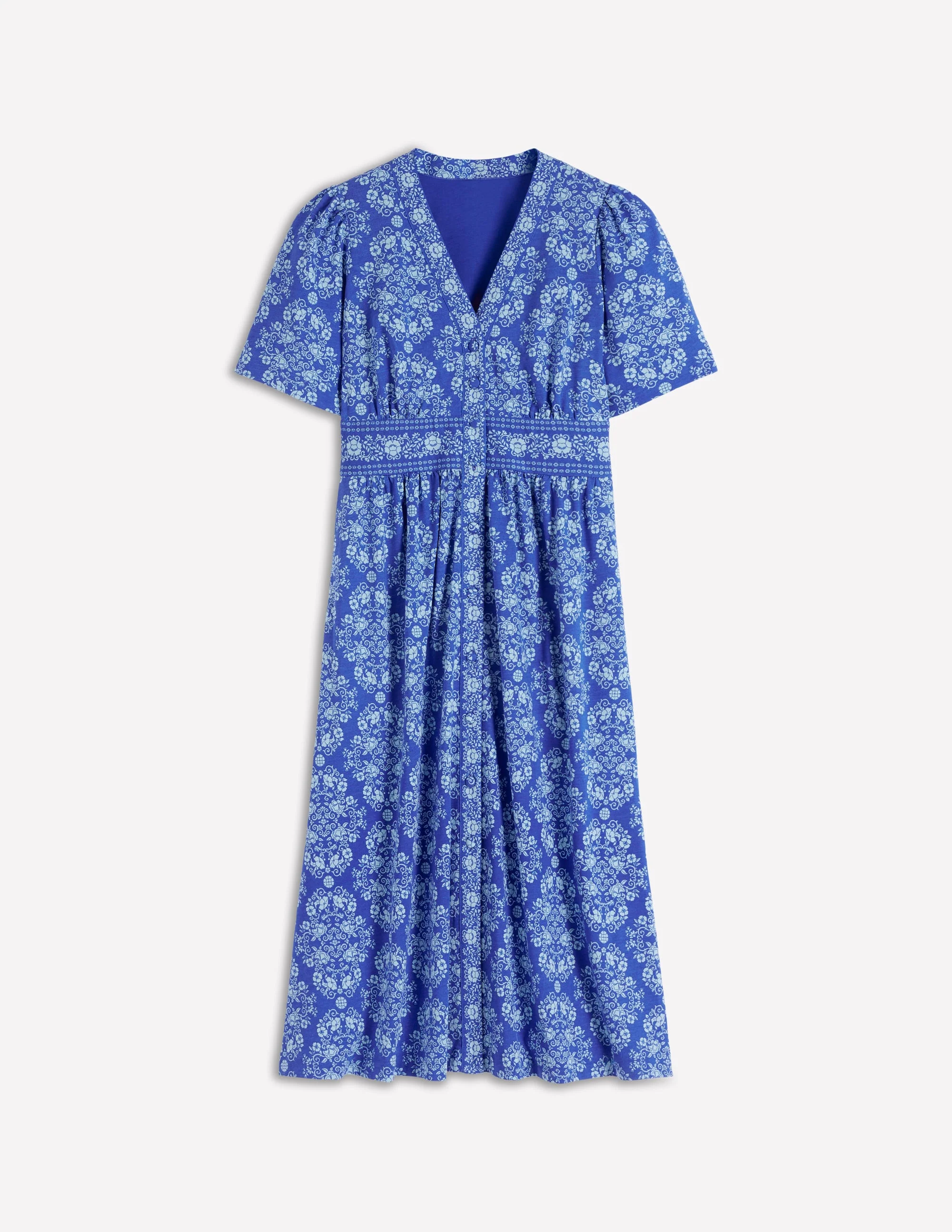 Natalia Jersey Tea Dress-Bright Blue, Ornamental - Image 5