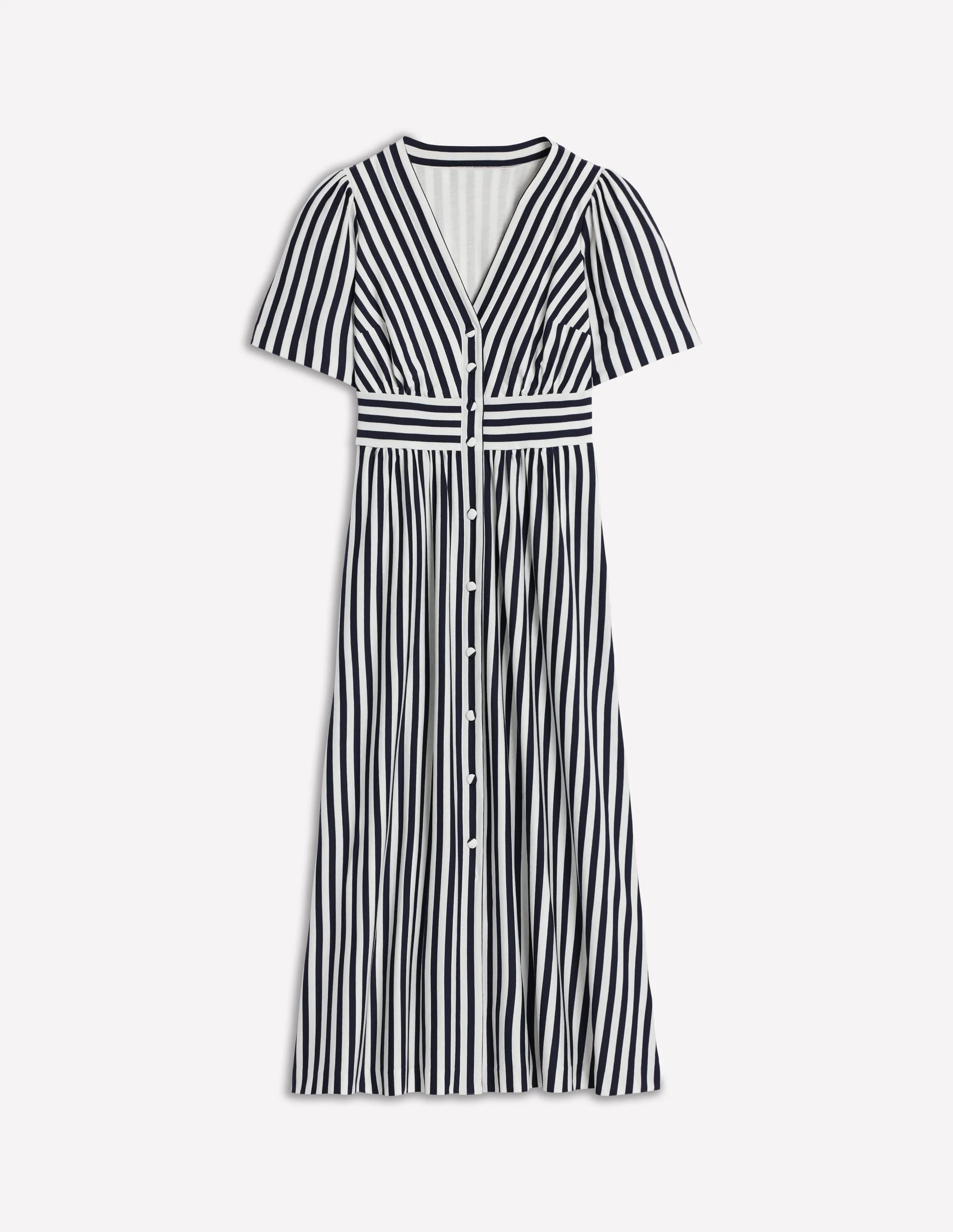 Natalia Jersey Tea Dress-French Navy, Ivory Stripe - Image 6