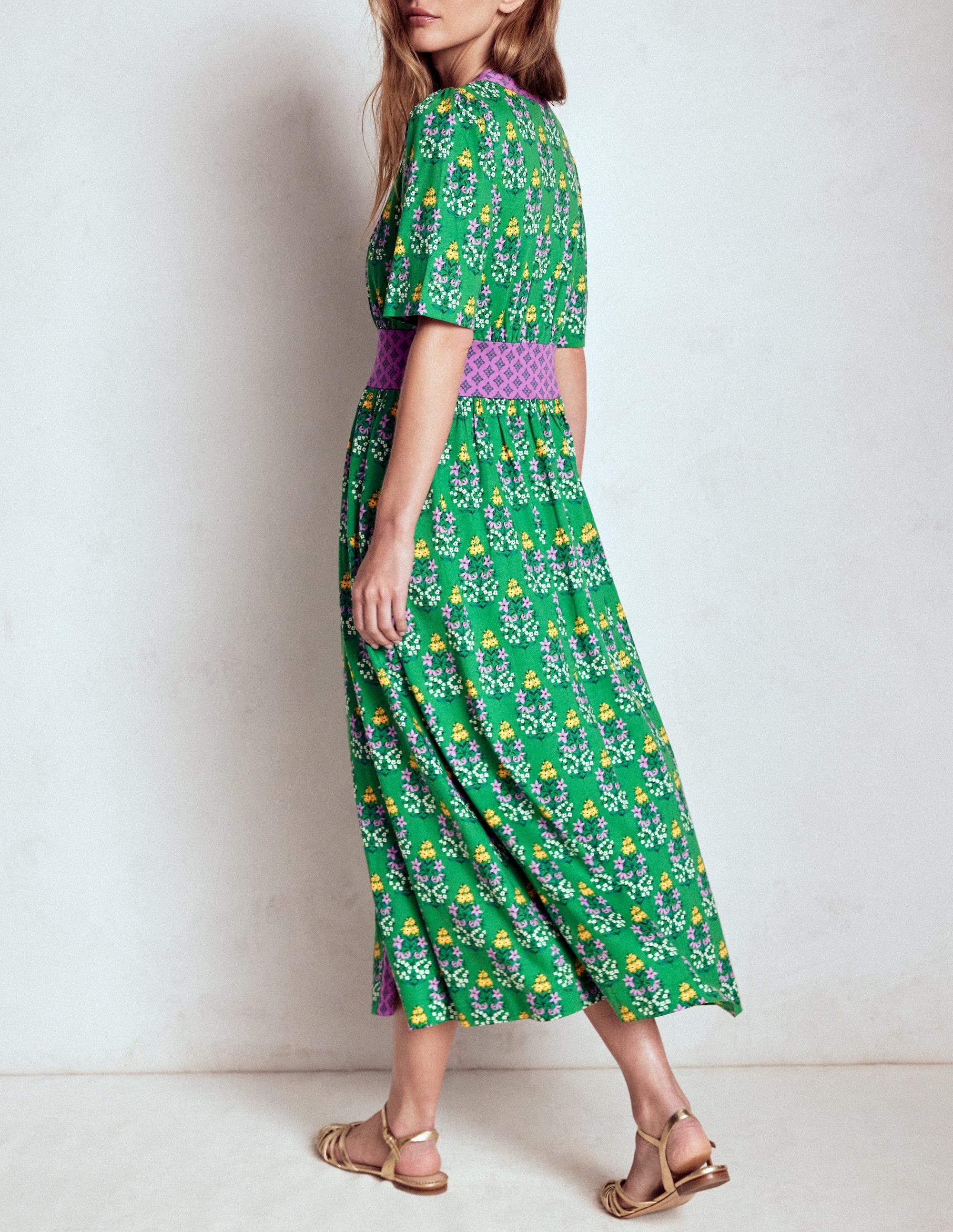 Natalia Jersey Tea Dress-Rich Emerald, Wildflower - Image 3