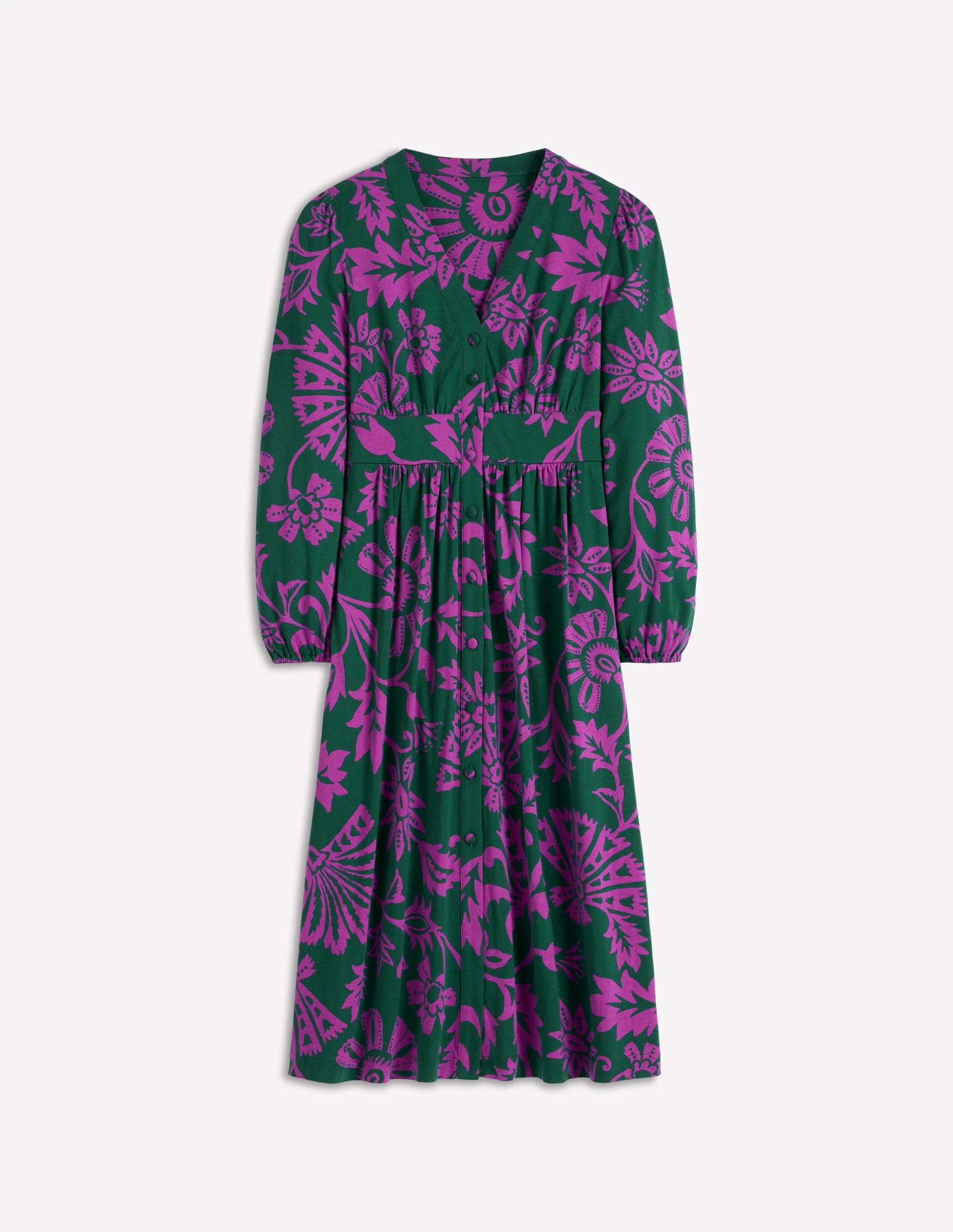 Natalia Long Sleeve Tea Dress-Emerald Night, Elaborate Vine - Image 6
